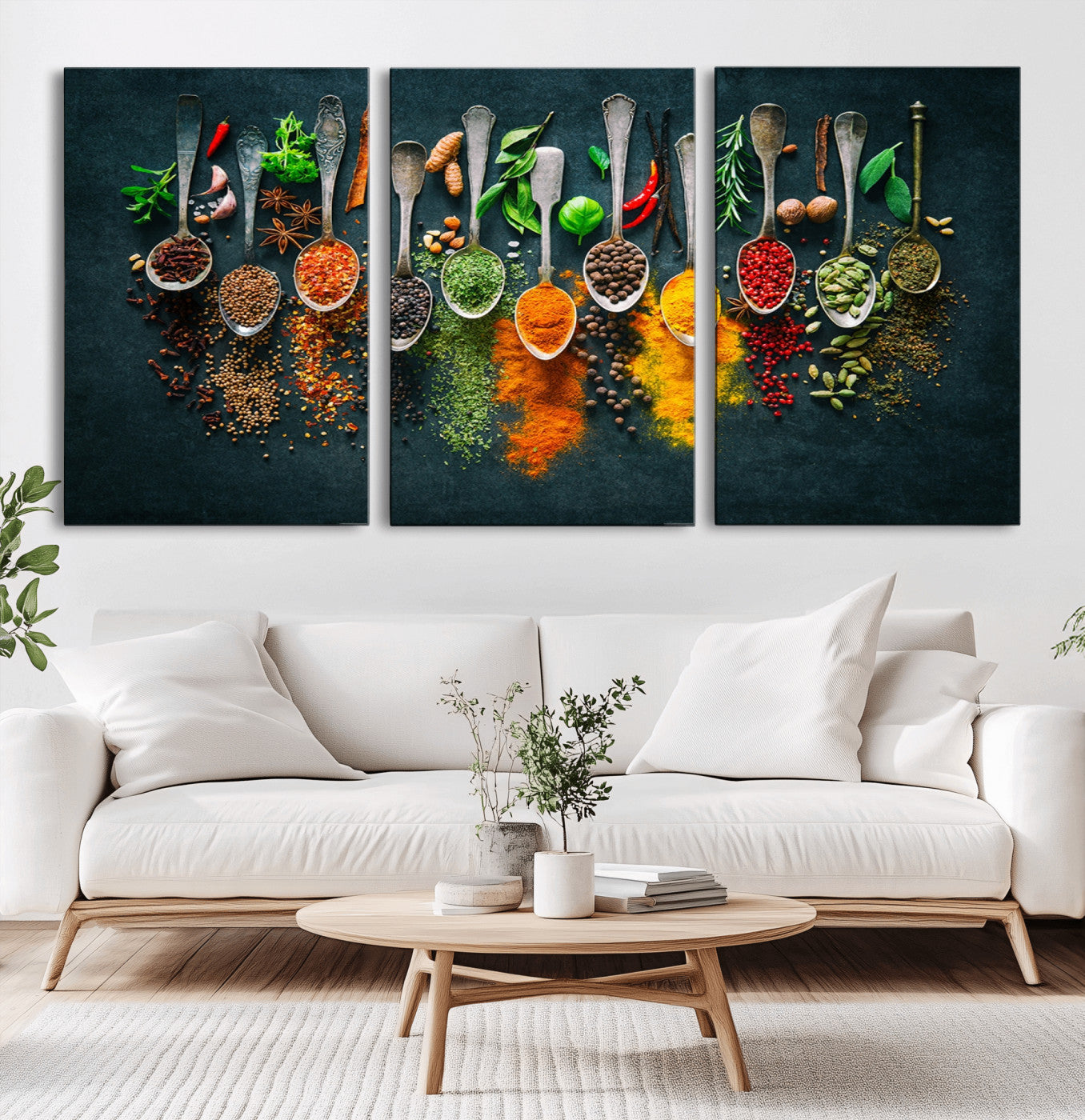 MGV-CV-60X30-3P - Herbs and Spices Kitchen Wall Art Canvas Print