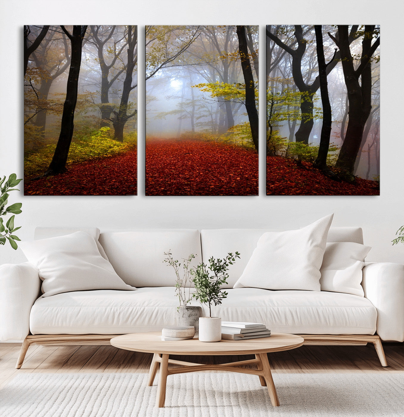 MGV-CV-60X30-3P - Foggy Forest Wall Art Landscape Canvas Print