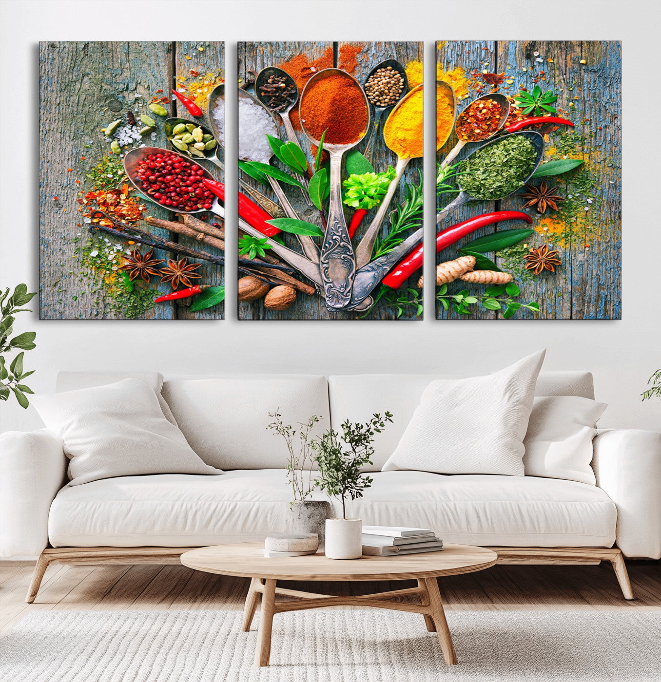 -Kitchen Wall Art Print - Spoonful of Spices Cooking Wall Art Canvas Print - Vibrant Kitchen Decor