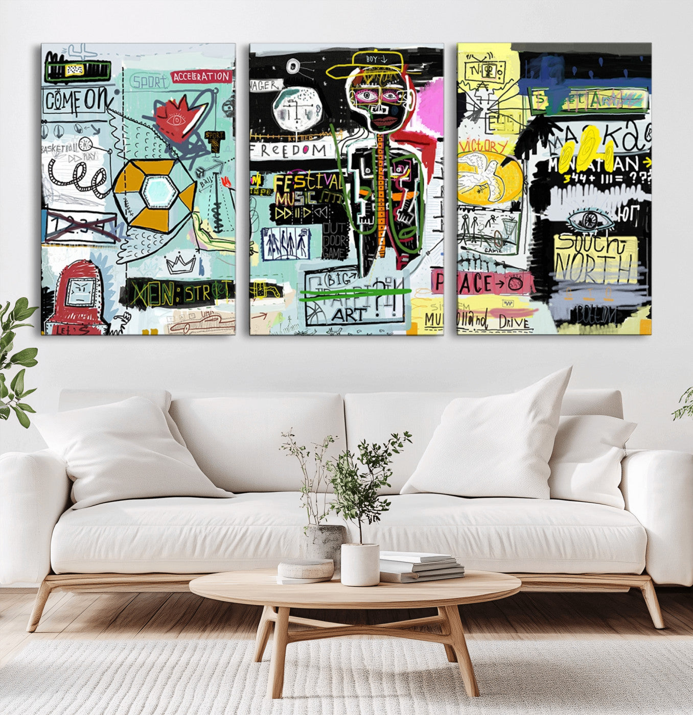 MGV-CV-60X30-3P - Abstract Graffiti Canvas Street Art-Inspired Graffiti Triptych Canvas – Modern Abstract Wall Art for