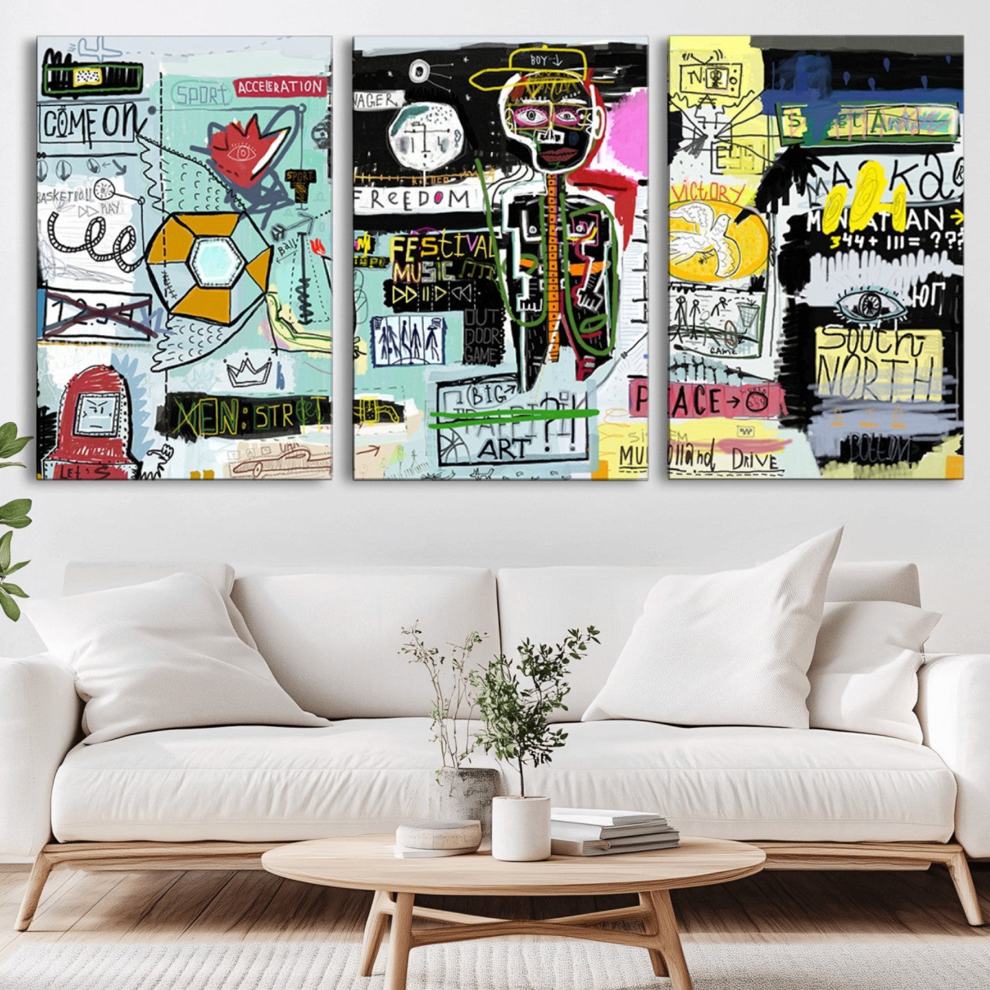 10504-MGV-CV-36X24-Graffiti Wall Art – Colorful Urban Street Canvas Print, Modern Expressionist Painting for Living Room, Studio or Office, Bold Art Decor
