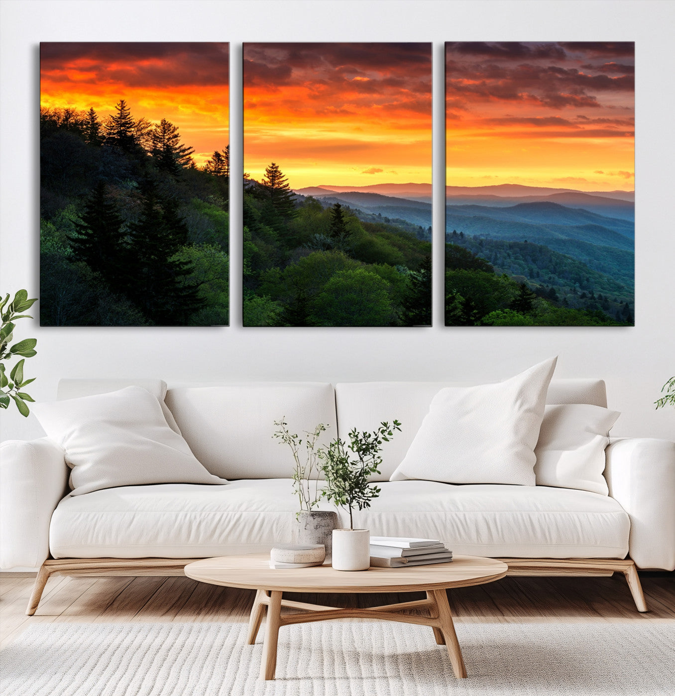 28501-MGV-CV-60X30-3P-Forest Landscape Wall Art Sunset Canvas, Forest Sunset Canvas Print