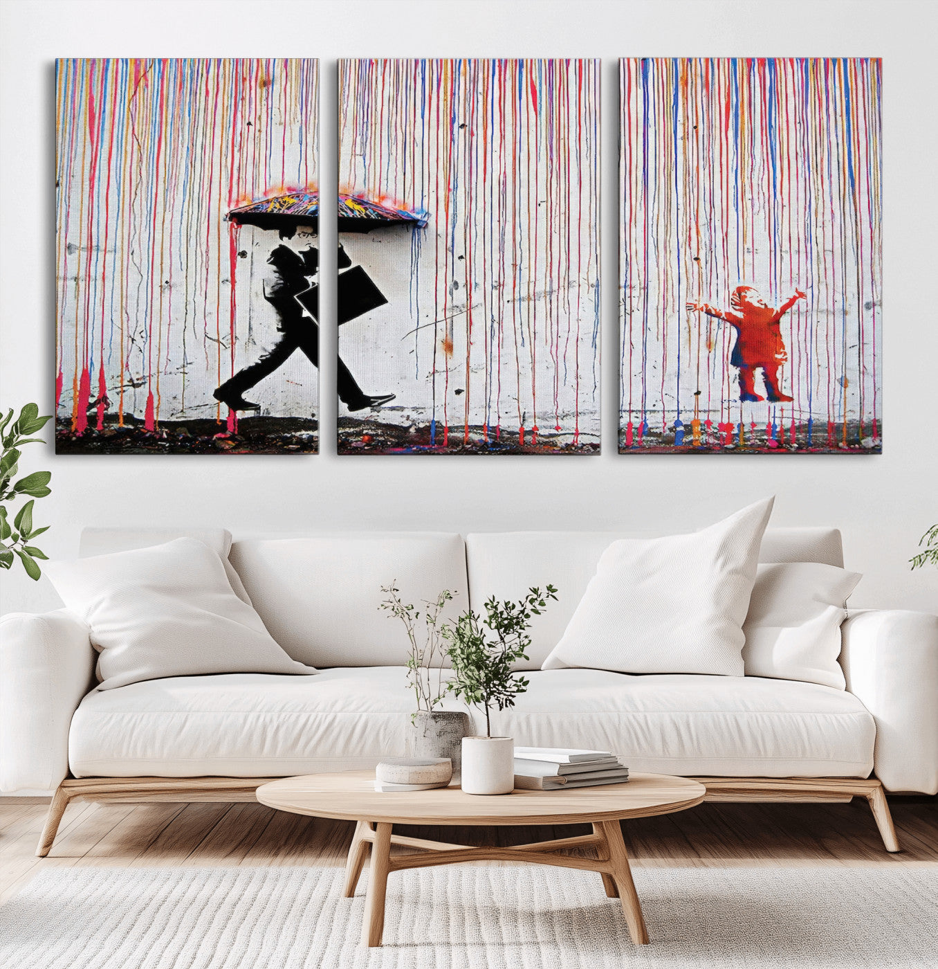 MGV-CV-60X30-3P - Banksy Wall Art Canvas Print, Framed Graffiti Art Picture Print, Banksy Urban Graffiti Perfect Modern Decor Artwork