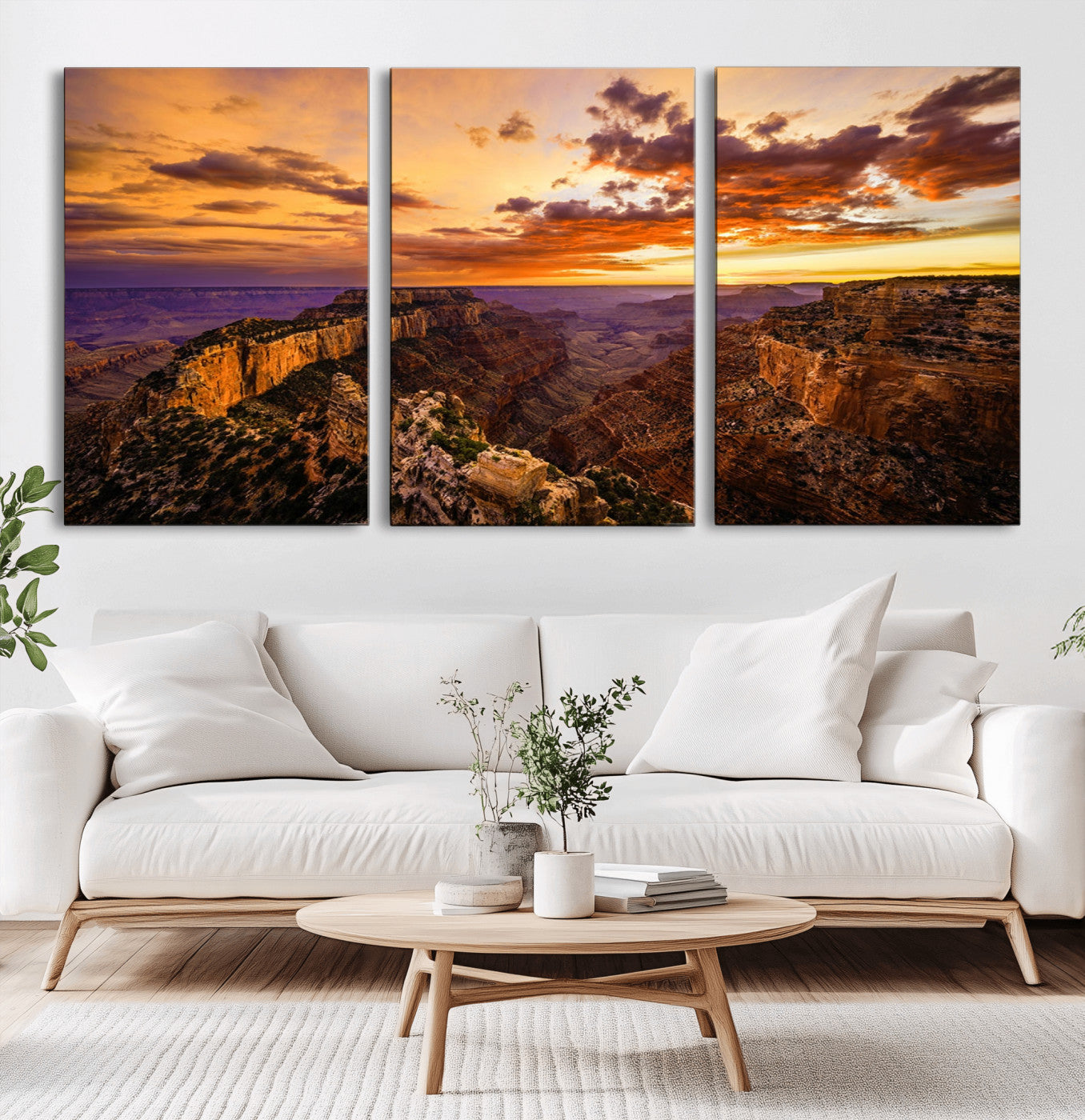 MGV-CV-60X30-3P - Mesmerizing Sunset from Grand Canyon Nal Park Wall Art, Grand Canyon Canvas Print