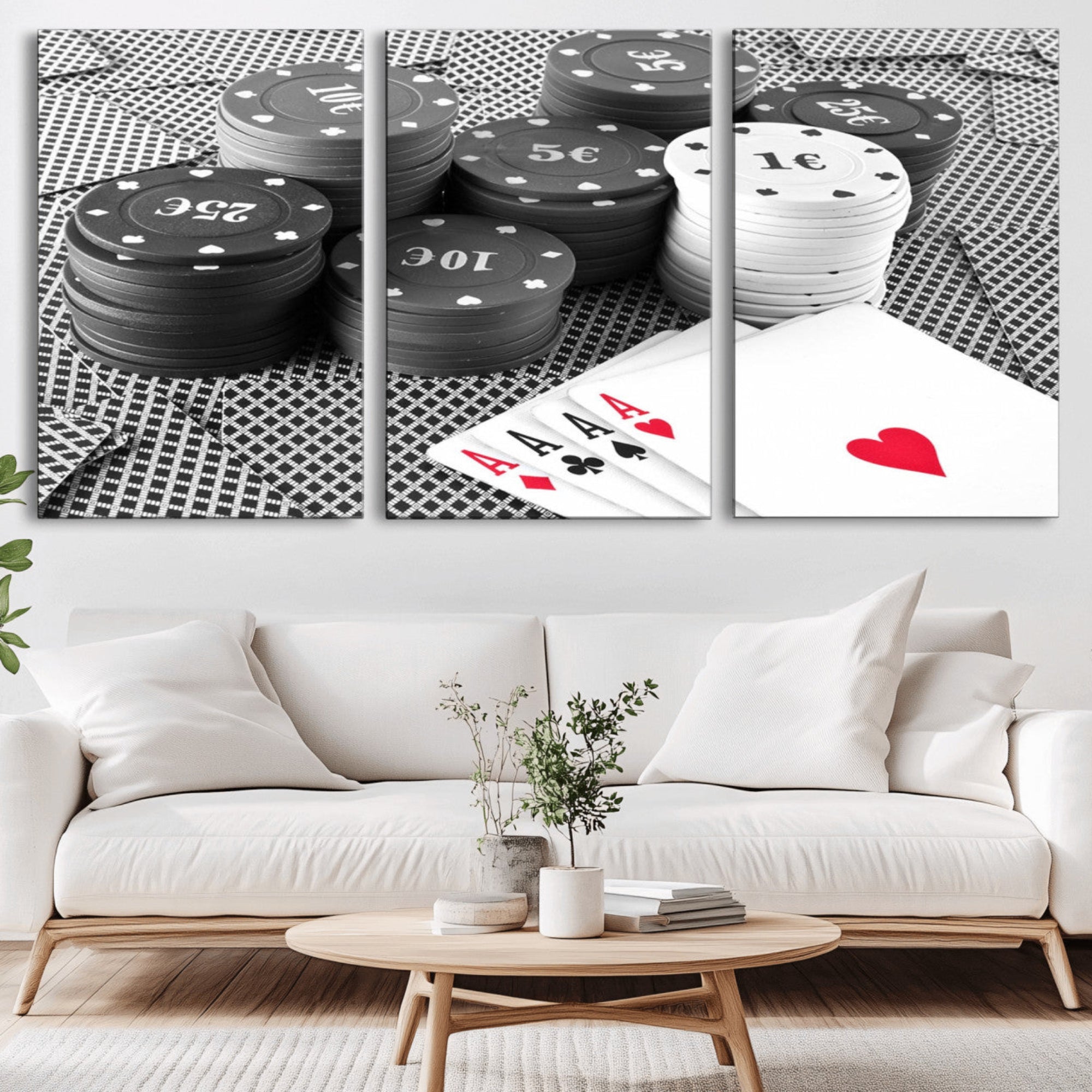 47531-MGV-CV-36X24-Poker Game Cards Wall Art Canvas, Multi Panel Wall Art Canvas Print