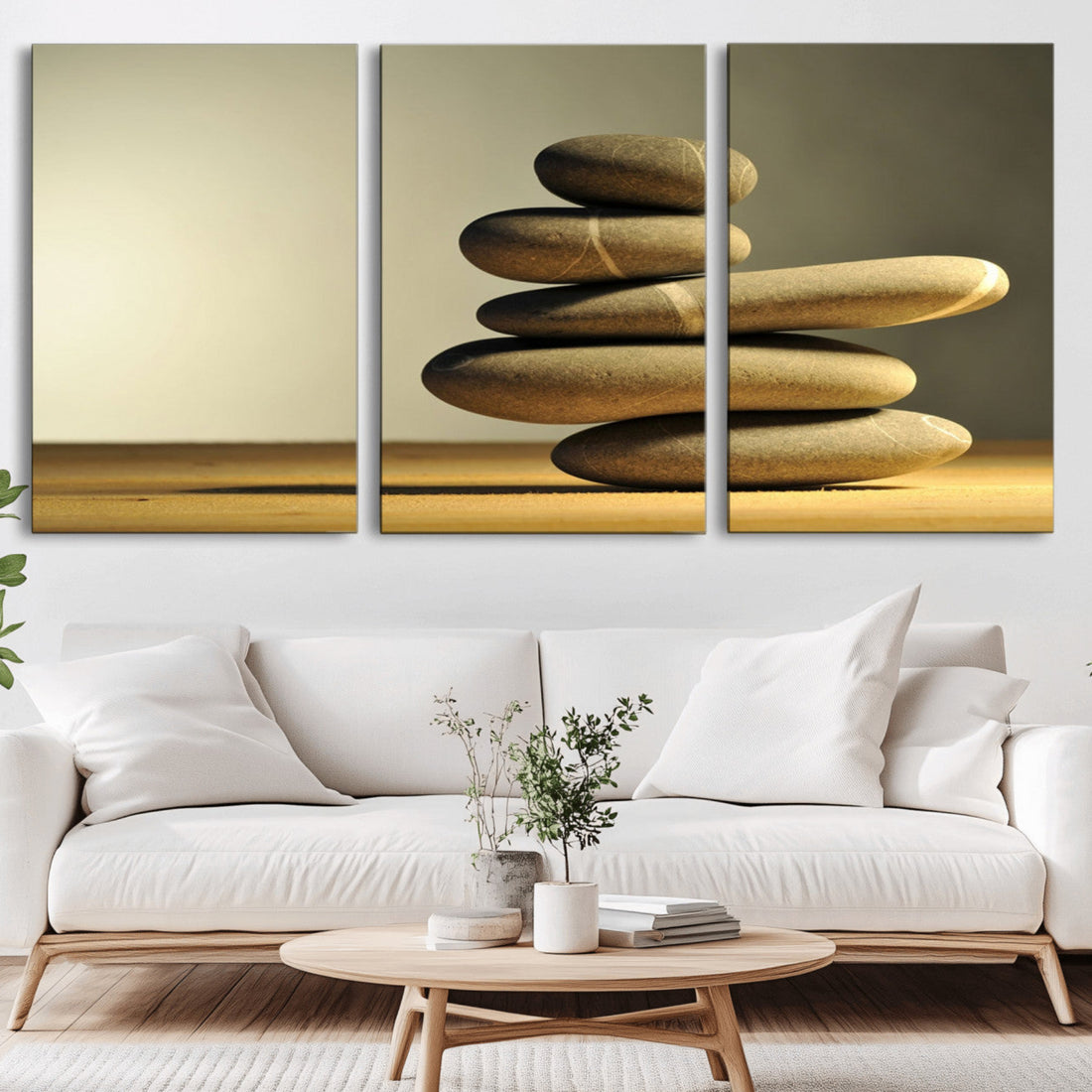 Fluvial Zen Stones Canvas Wall Art Print