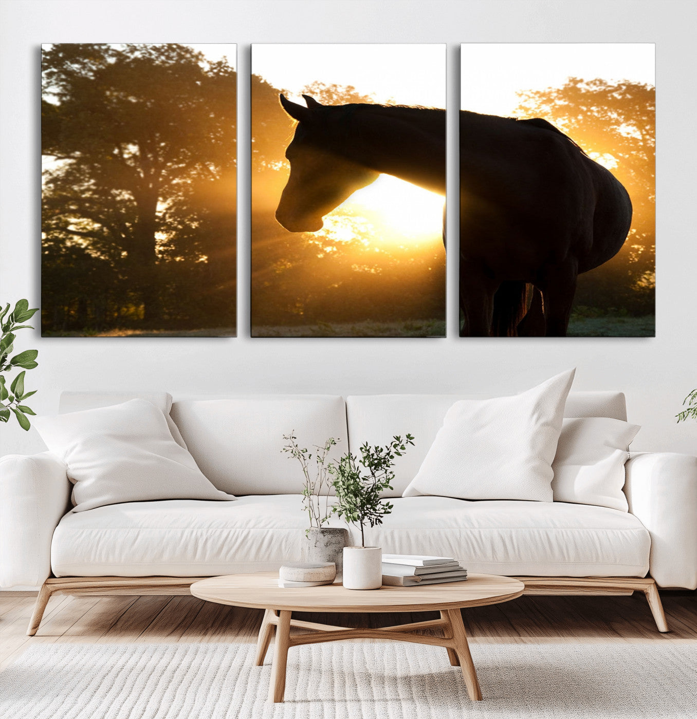 MGV-CV-60X30-3P - Horse at Sunset Wall Art Animal Canvas Print