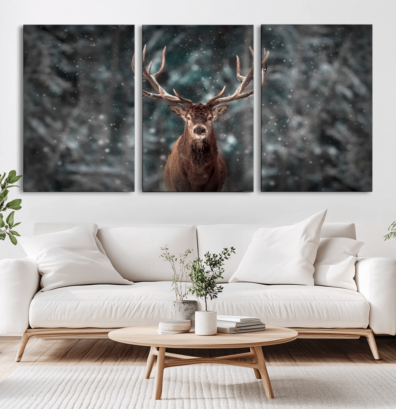 MGV-CV-60X30-3P - Wall Art Deer Art Animal Canvas, Framed Wall Art Deer Canvas Print