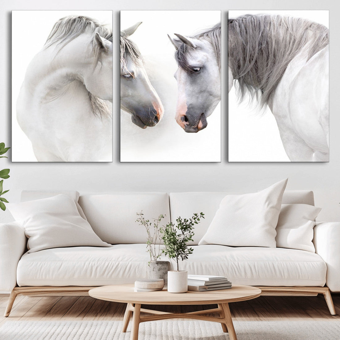 White Horse Wall Art Animal Canvas Print