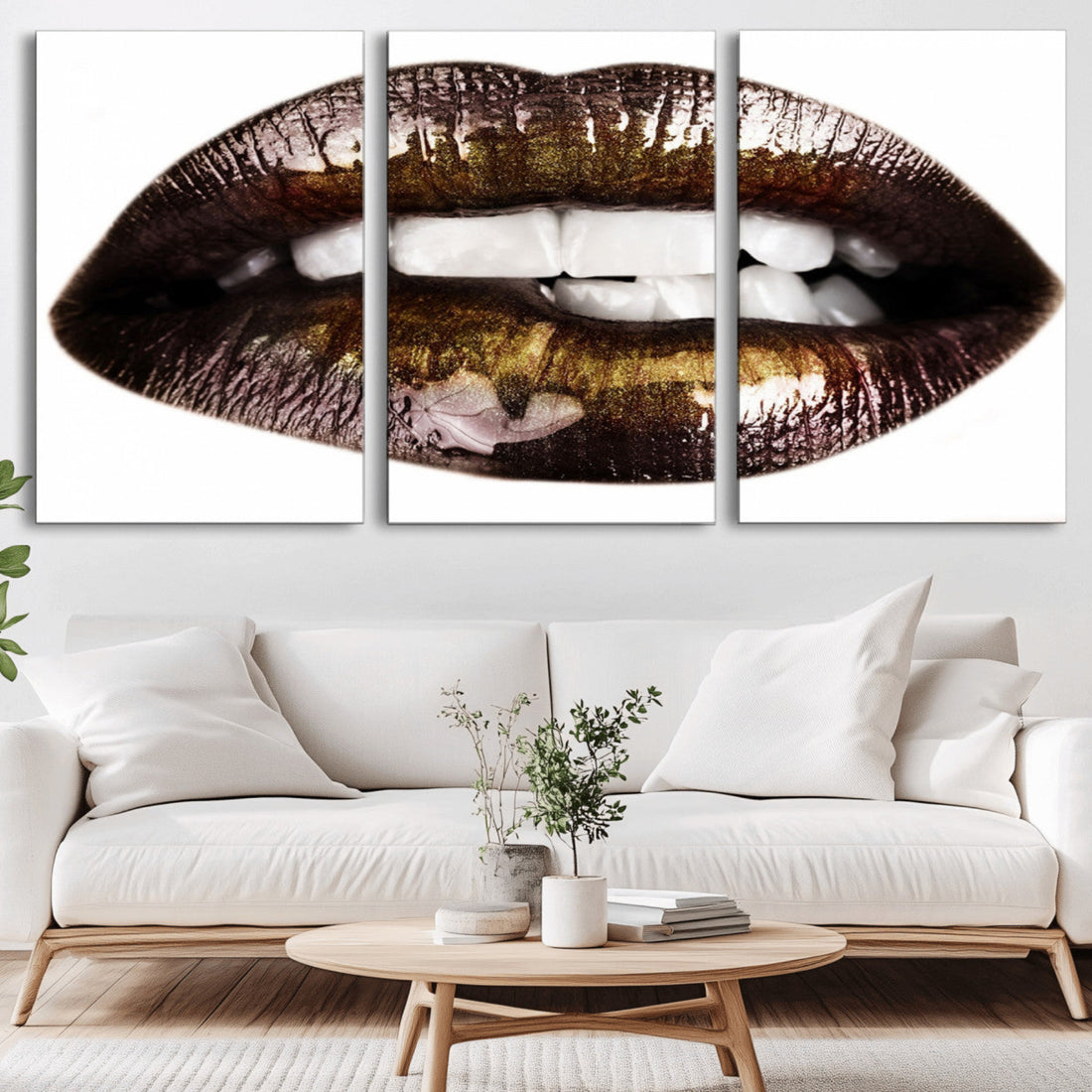 Close Up Lips Wall Art Canvas Print