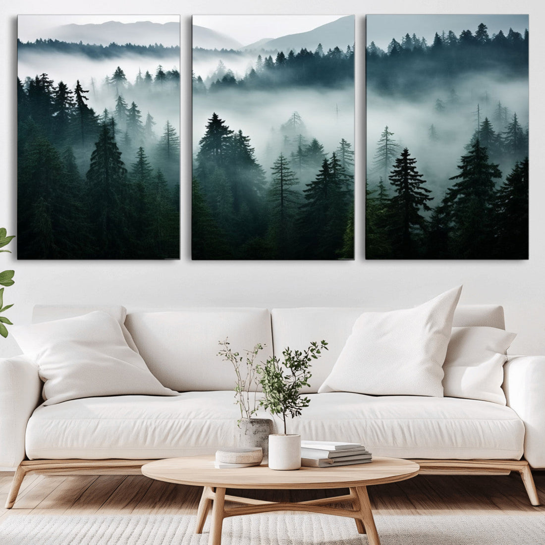 Captivating Misty Forest Wall Art Canvas, Premium Canvas Print of a Foggy and Serene Atmosphere