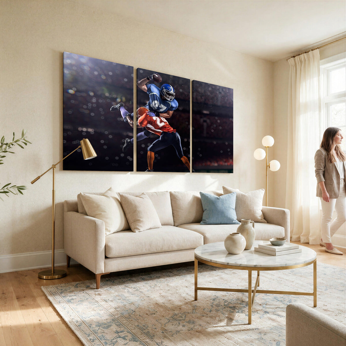 76491-MGV-CV-36X24 - American Football Wall Art Canvas Print, Stadium Sport Wall Art Print