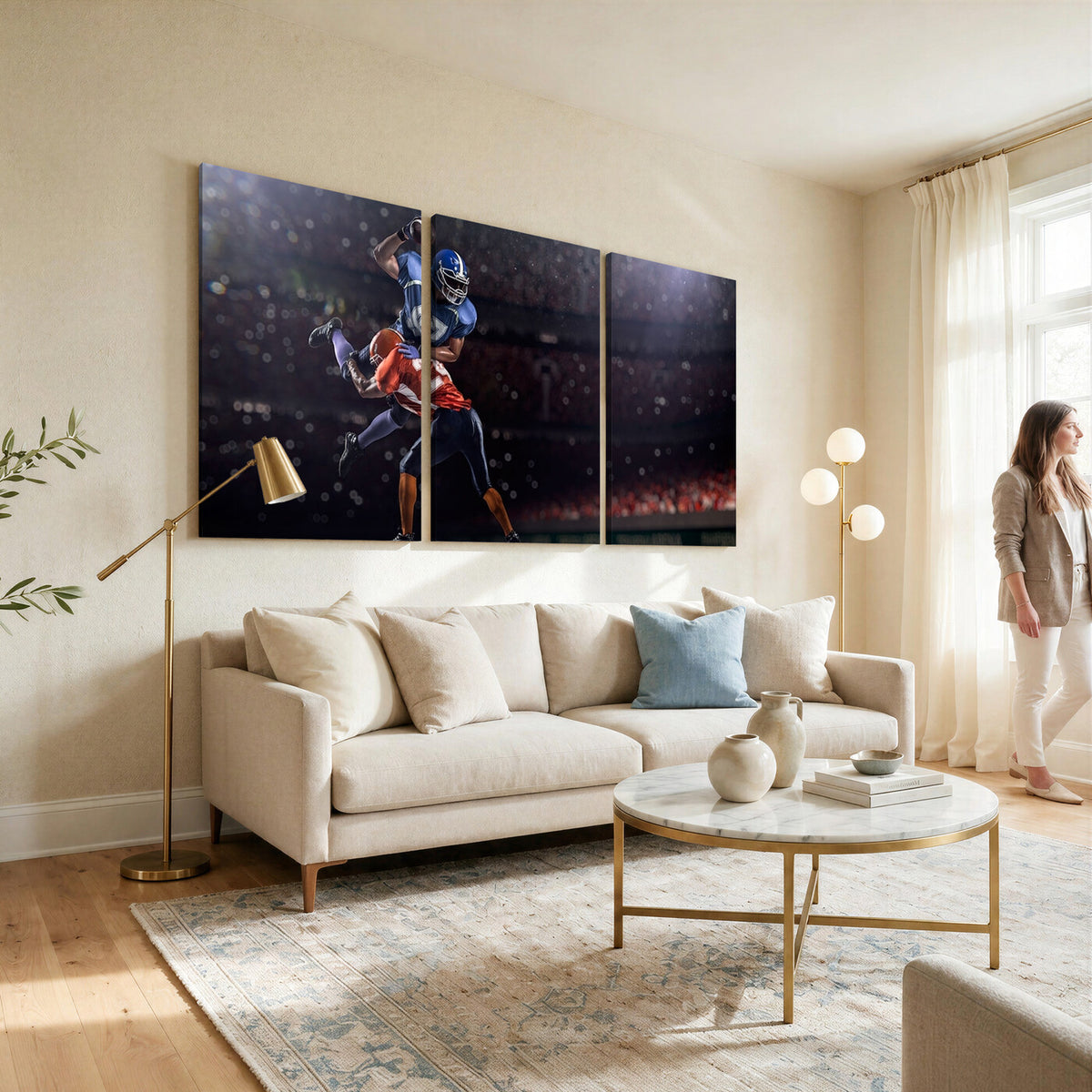 68009-MGV-CV-36X24 - American Football Wall Art Canvas Print, Stadium Sport Wall Art Print