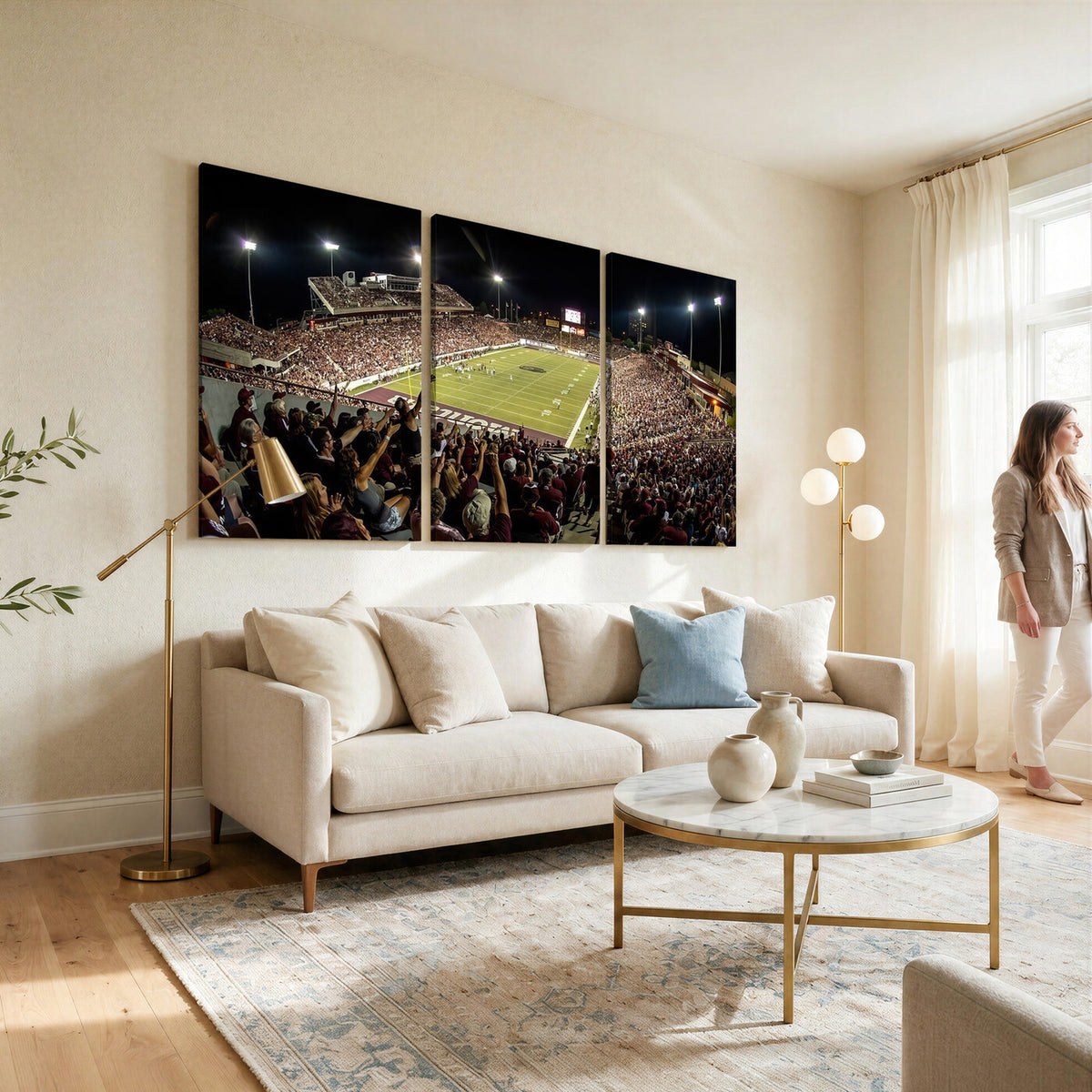 94126-MGV-CV-36X24 - Washington-Grizzly Stadium Canvas Wall Art | Exciting Game Night Atmosphere in Panoramic View