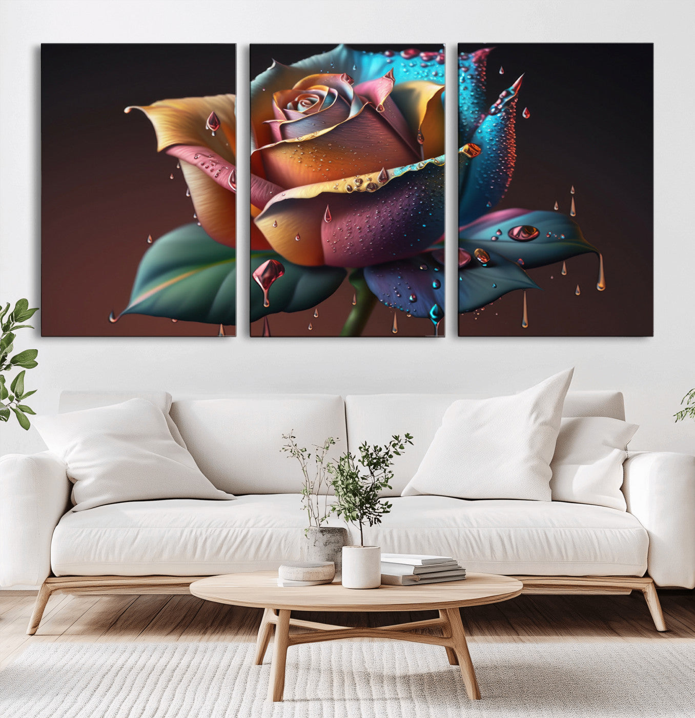 MGV-CV-60X30-3P - Abstract Rose Wall Art Canvas Print