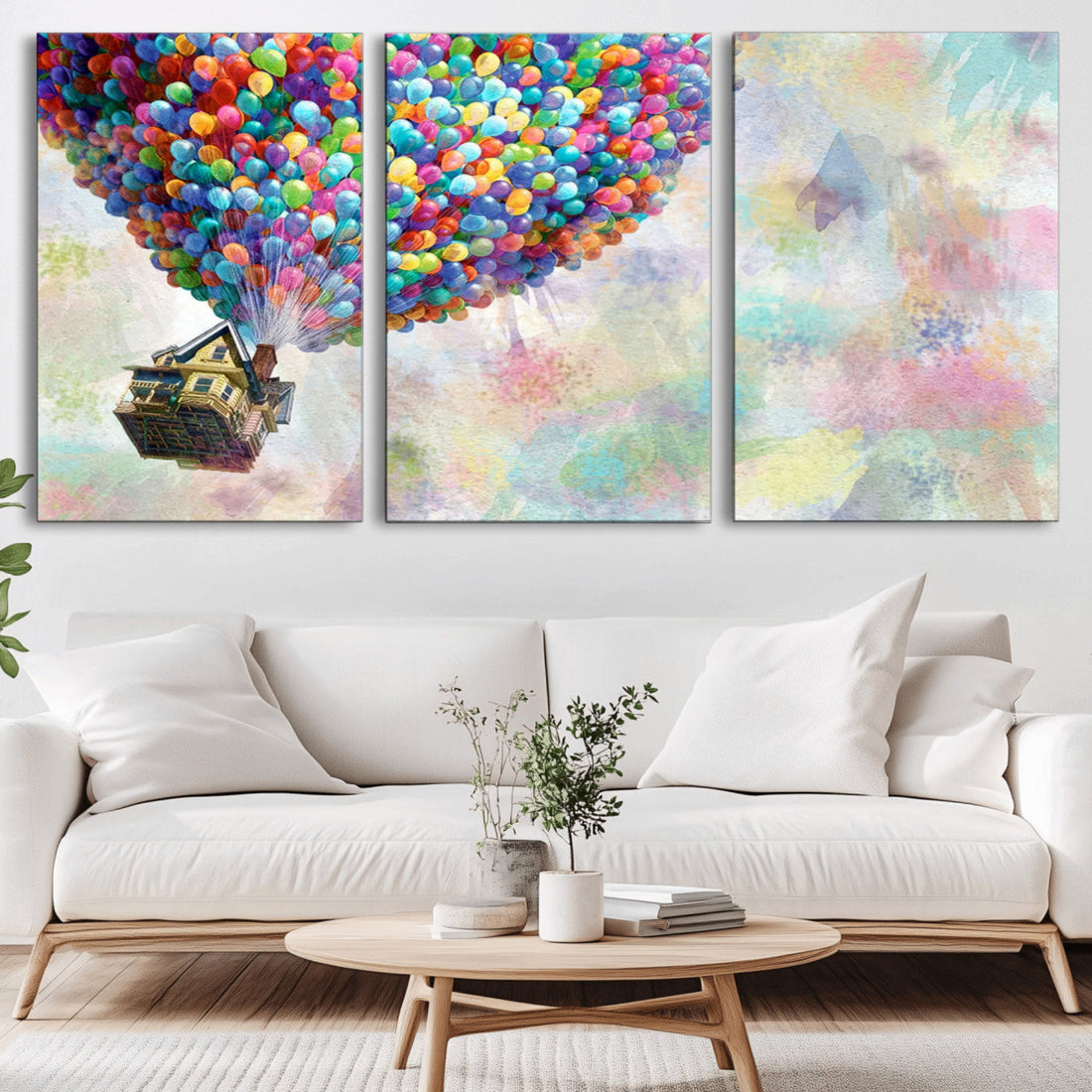 Look Up Pixar Wall Art, Up Pixar Canvas Print for Kids Play and Game Room Decor