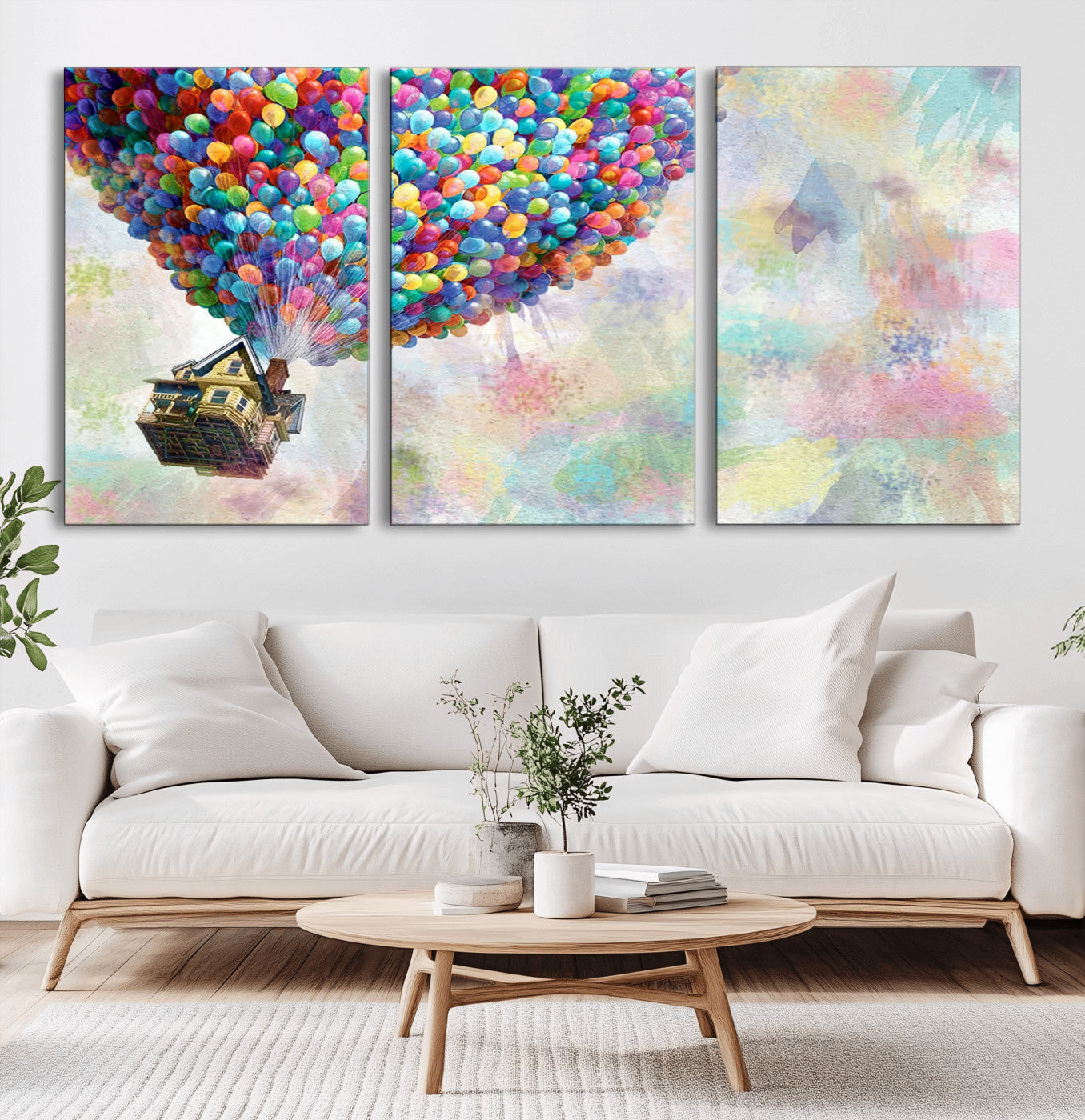 MGV-CV-60X30-3P - Up Pixar Poster, Look Up Pixar Wall Art, Up Pixar Canvas, Kids Play Game Room Decor Wall Art