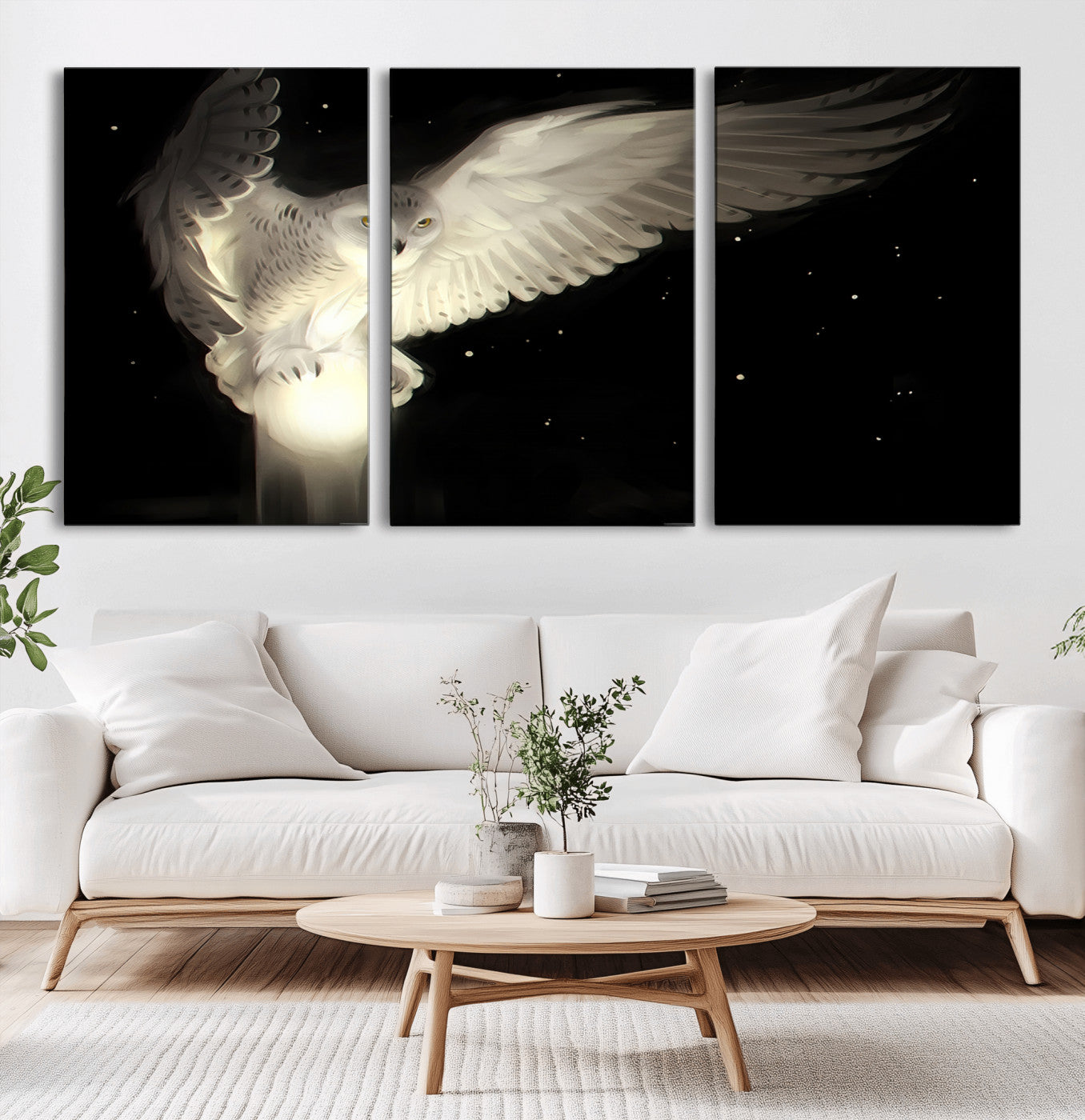 MGV-CV-60X30-3P - Night Owl Art -  Illuminating the Darkness – Unique Animal-Inspired Wall Art for Modern Decor |