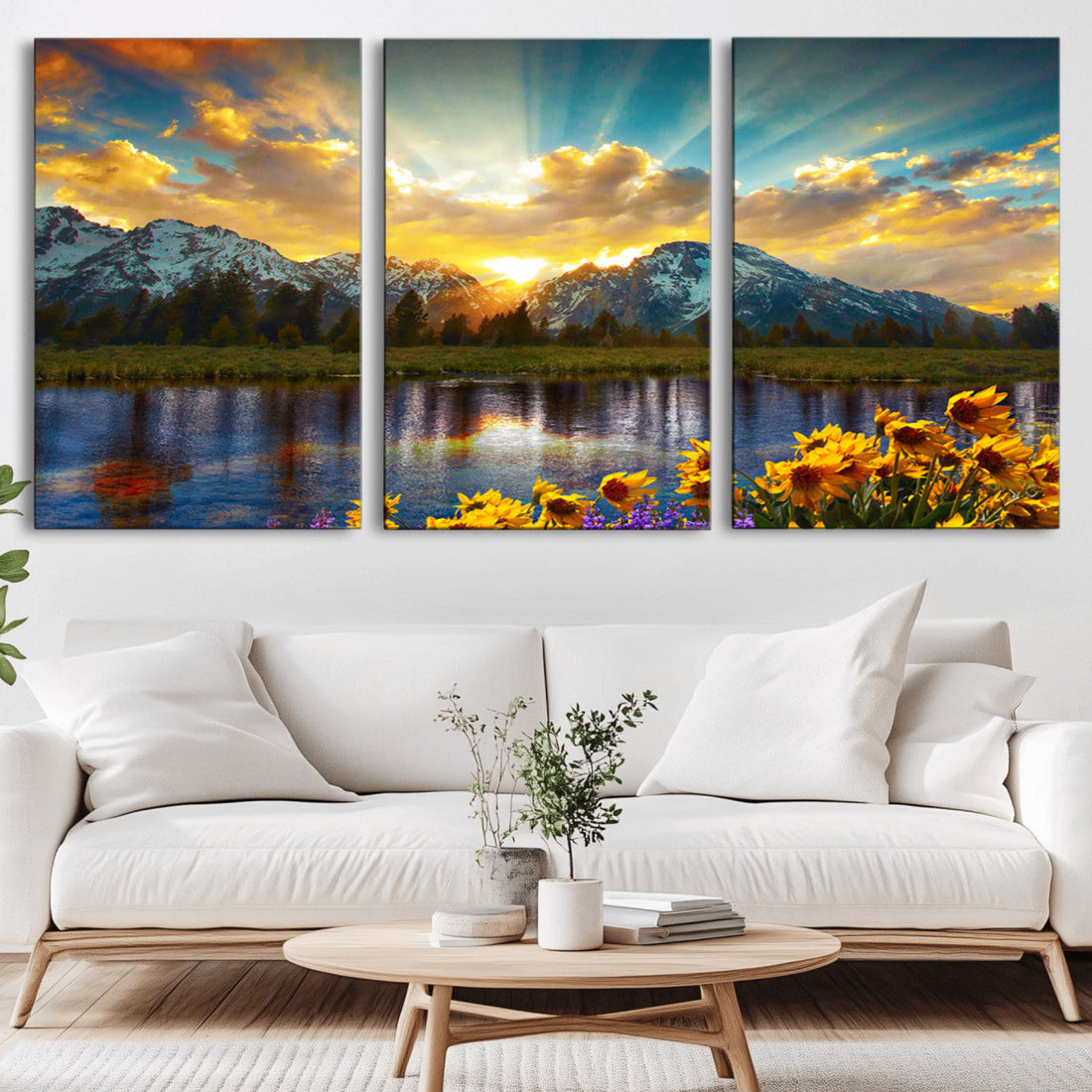 Grand Teton Park Sunrise Wall Art | Vibrant Mountain Landscape Canvas Print