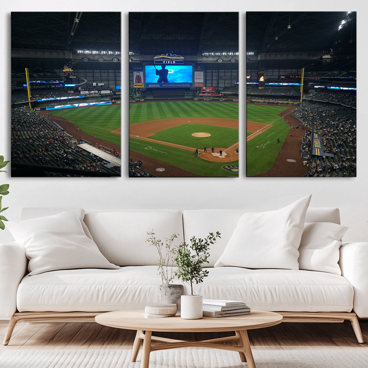 86084-MGV-CV-36X24-Milwaukee Brewers Baseball Art Print - American Family Field Stadium Wall Art Canvas Print