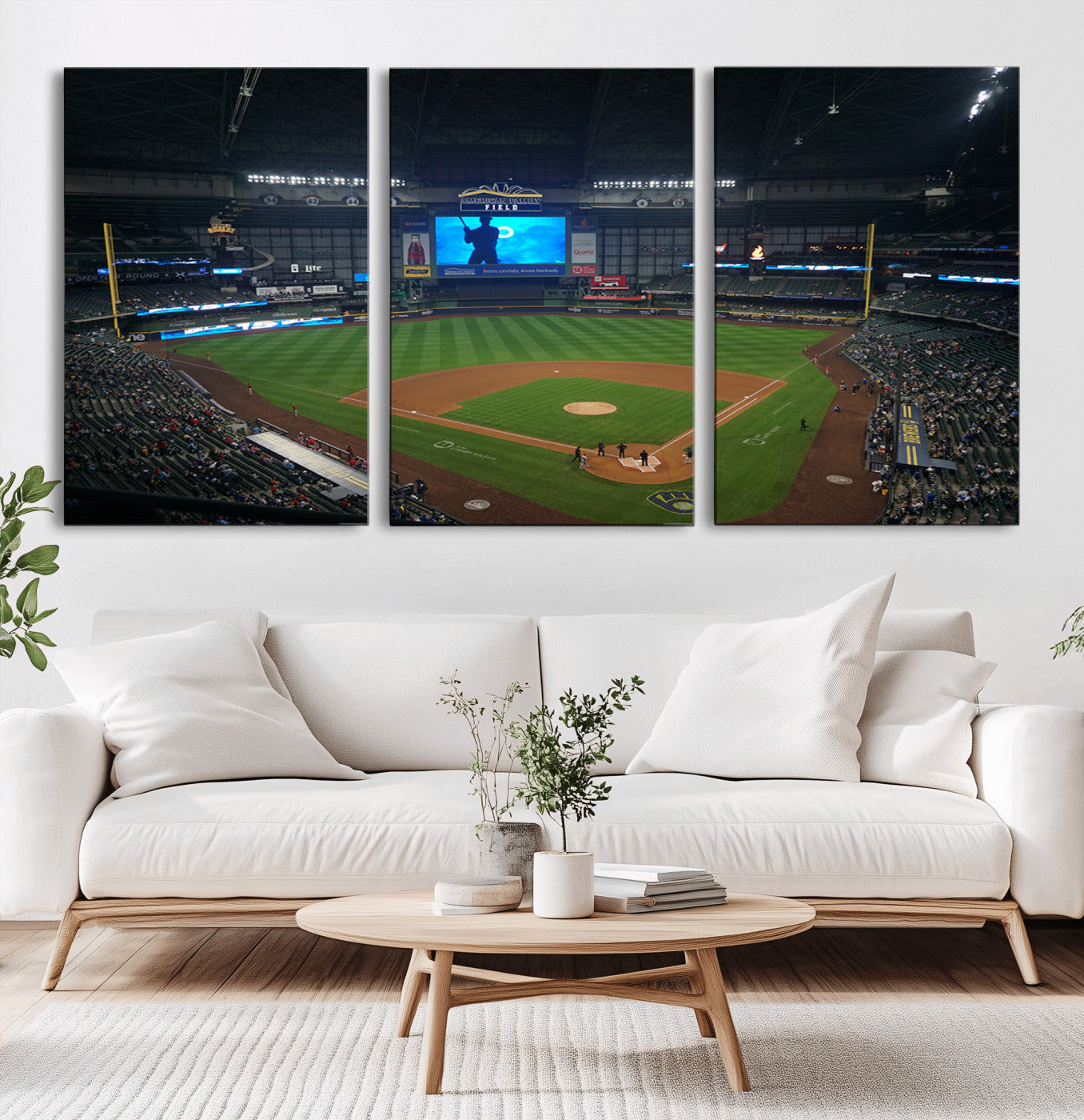 MGV-CV-60X30-3P - Milwaukee Brewers Baseball Art Print - American Family Field Stadium Wall Art Canvas Print