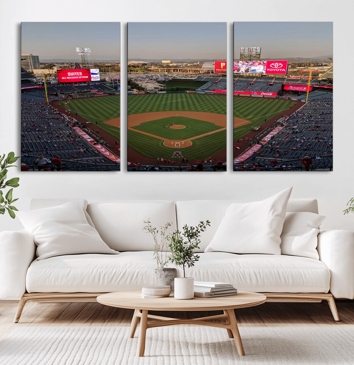MGV-CV-60X30-3P - Los Angeles Angels Baseball Canvas Print - Anaheim Angel Stadium Wall Art Canvas Print