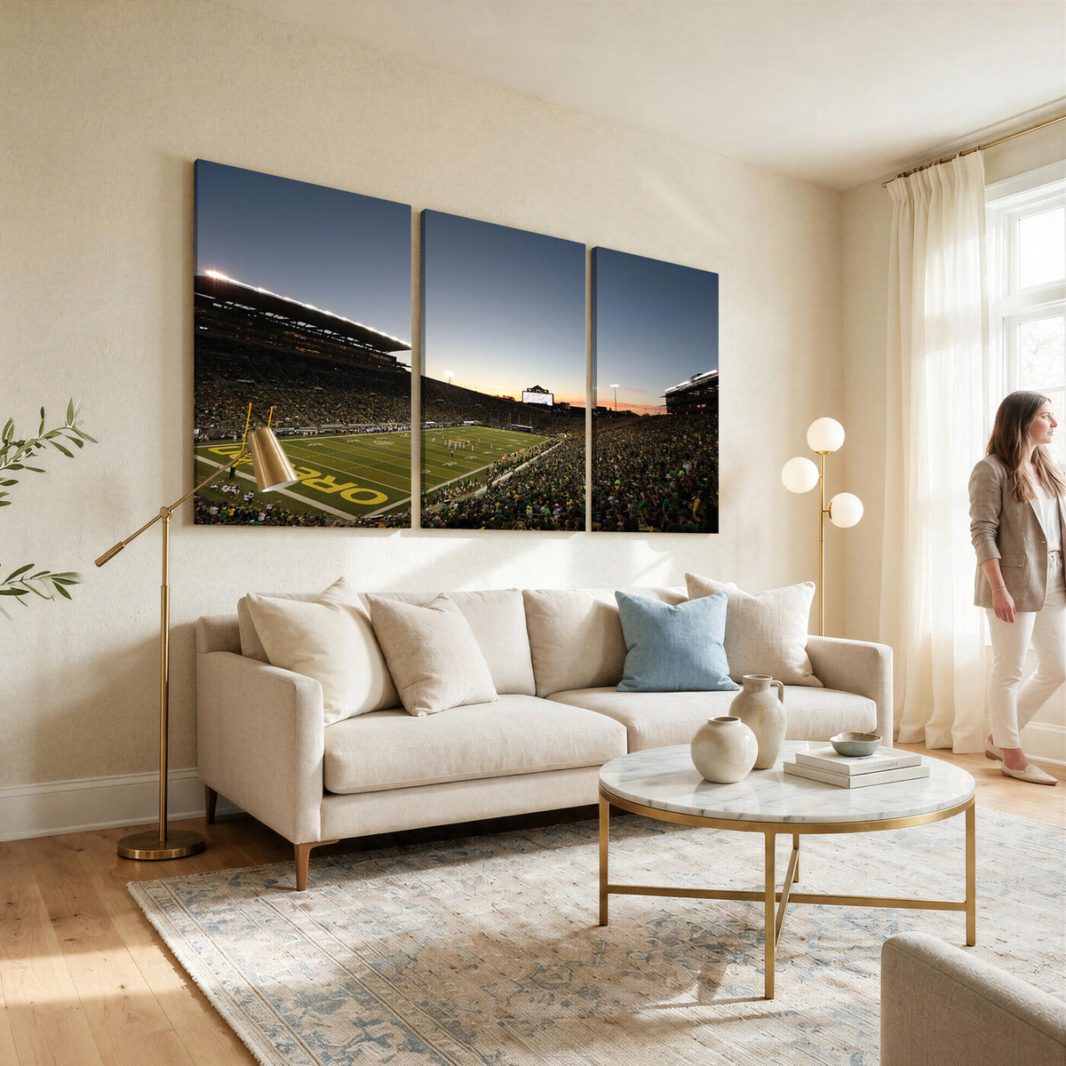 21429-MGV-CV-36X24 - Oregon Ducks Football Team Print - Eugene Autzen Stadium Wall Art Canvas Print