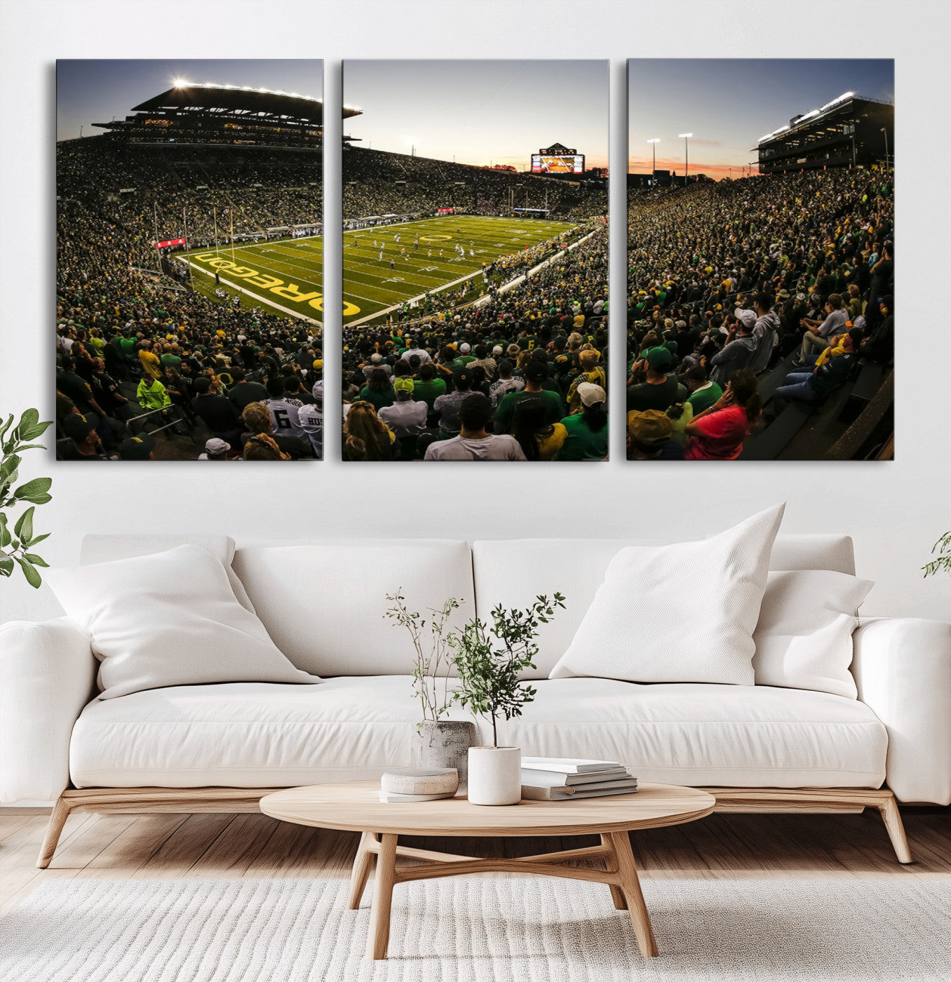 MGV-CV-60X30-3P - Oregon Stadium Canvas Wall Art - Captivating Game Day Scene at Autzen Stadium, Oregon Ducks Football