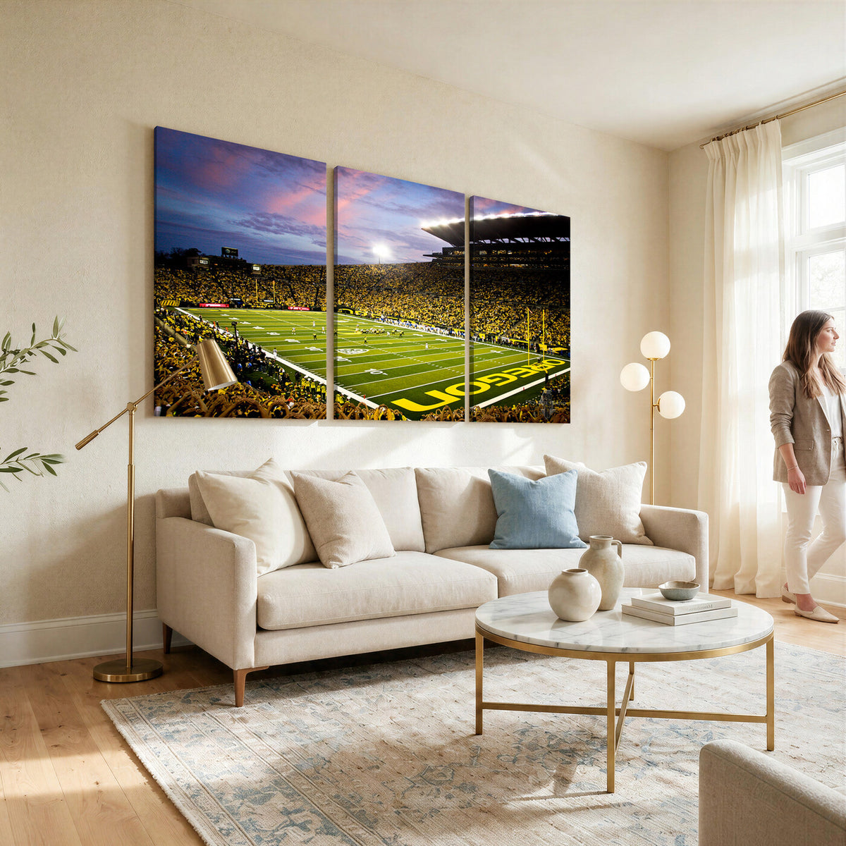 72017-MGV-CV-36X24 - University of Oregon Ducks Football Team Print, Eugene, Framed and Ready to Hang