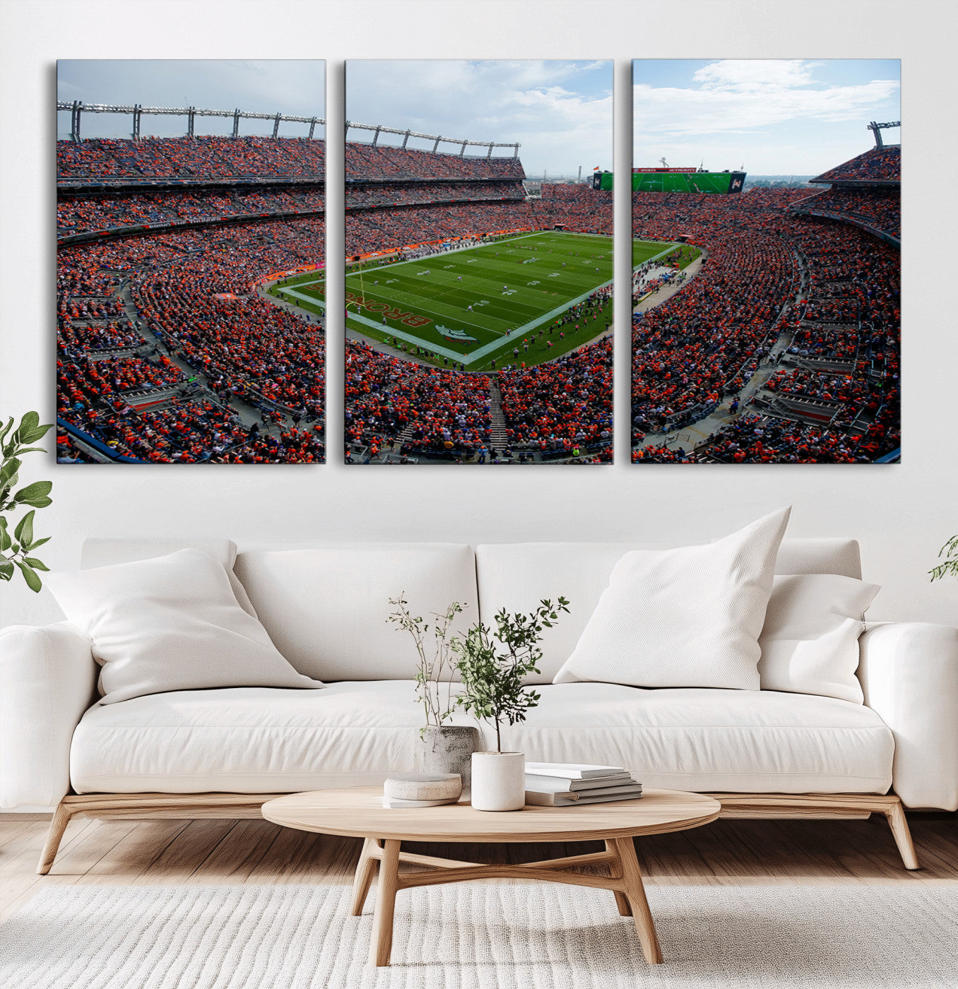 MGV-CV-60X30-3P - Denver Broncos Football Team Print - Empower Field Mile High Stadium Wall Art Canvas Print