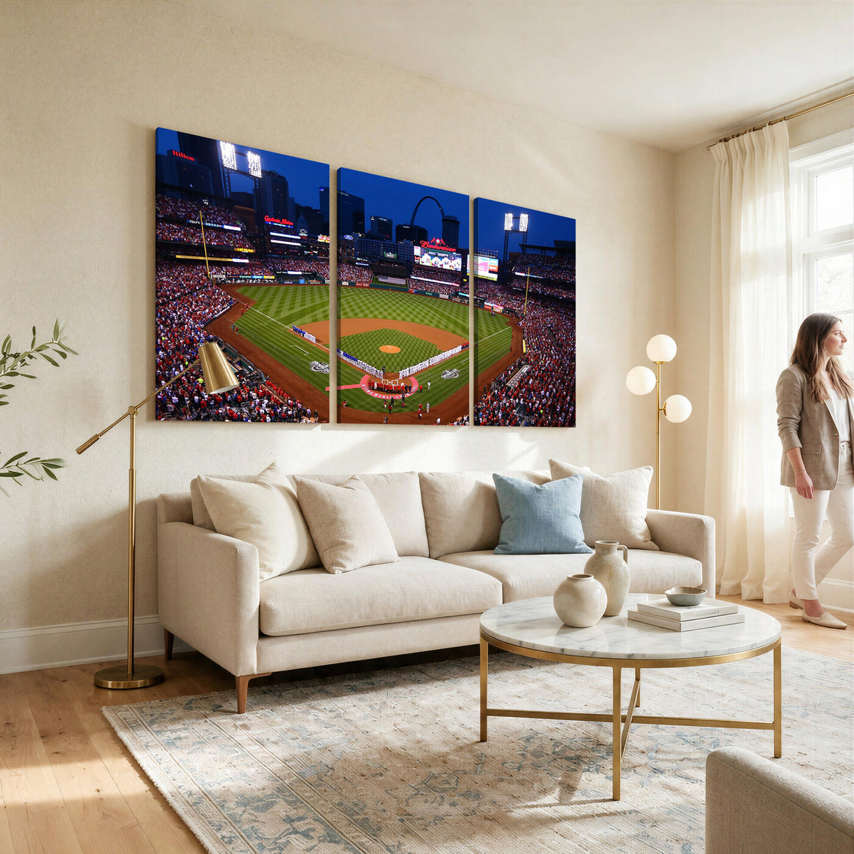 11925-MGV-CV-36X24 - St. Louis Cardinals Baseball Team Print, Busch Stadium Wall Art