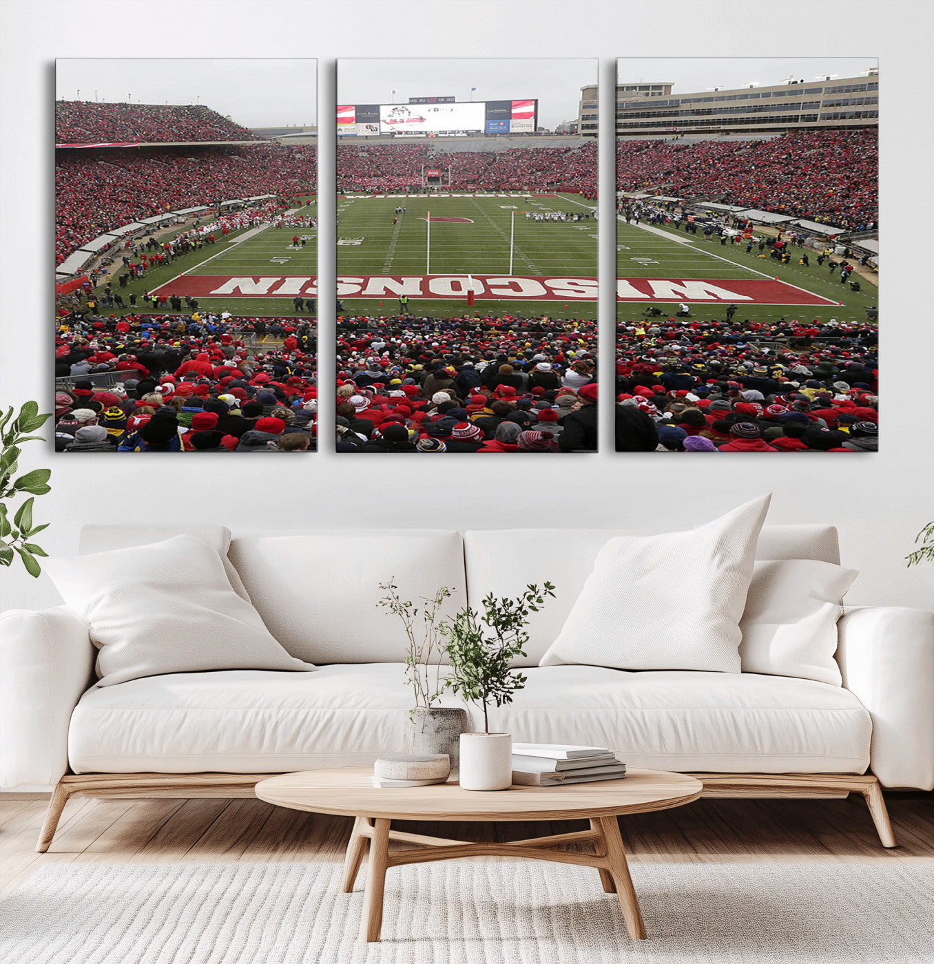 MGV-CV-60X30-3P - Wisconsin Badgers Team Print Canvas - Madison Camp Randall Stadium Wall Art Canvas Print