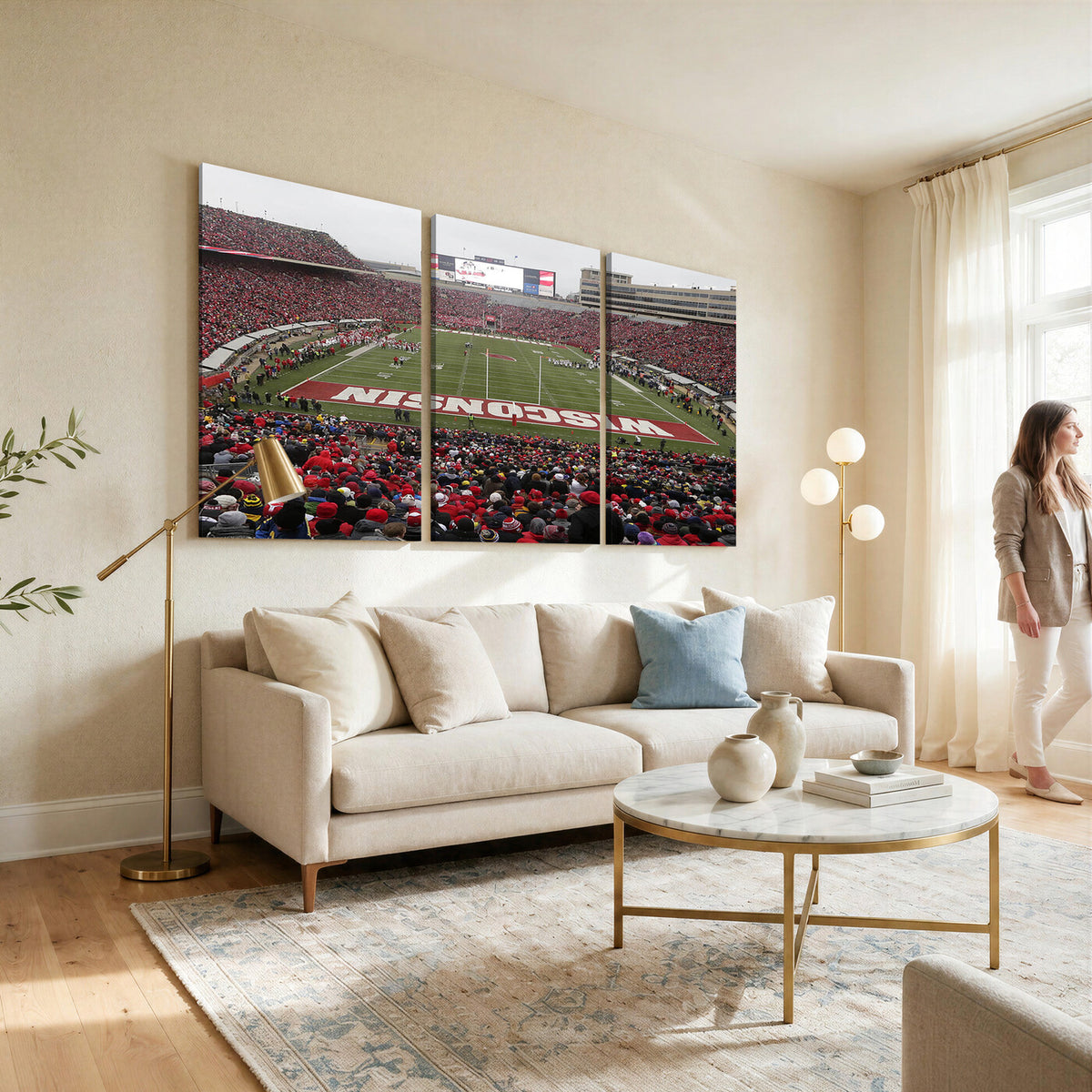 23461-MGV-CV-36X24 - Wisconsin Badgers Team Print Canvas, Madison Camp Randall Stadium Wall Art