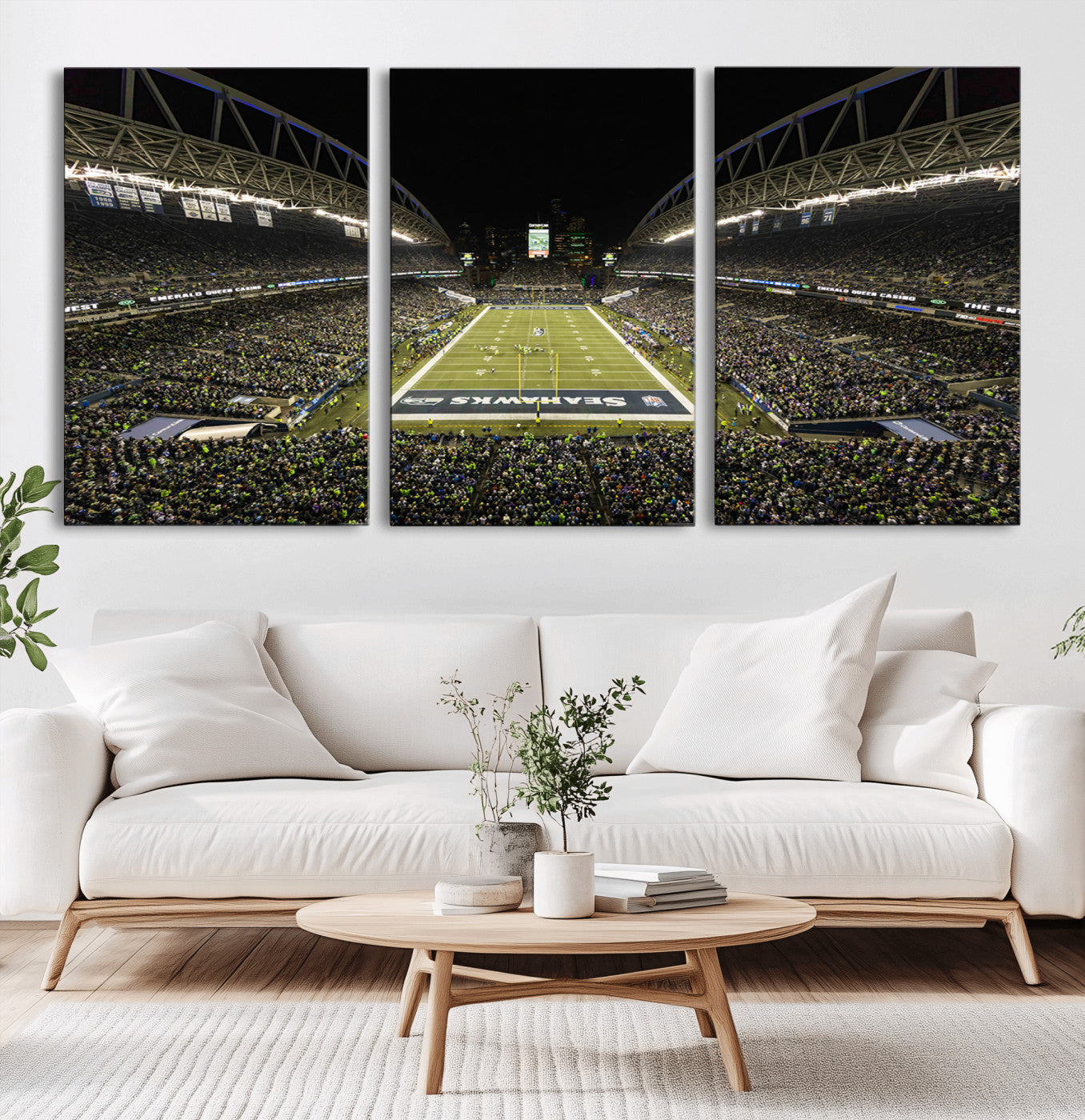 MGV-CV-60X30-3P - Seattle Seahawks Football Team Print Wall Art - Seattle Century Link Field Stadium Wall Art Canvas