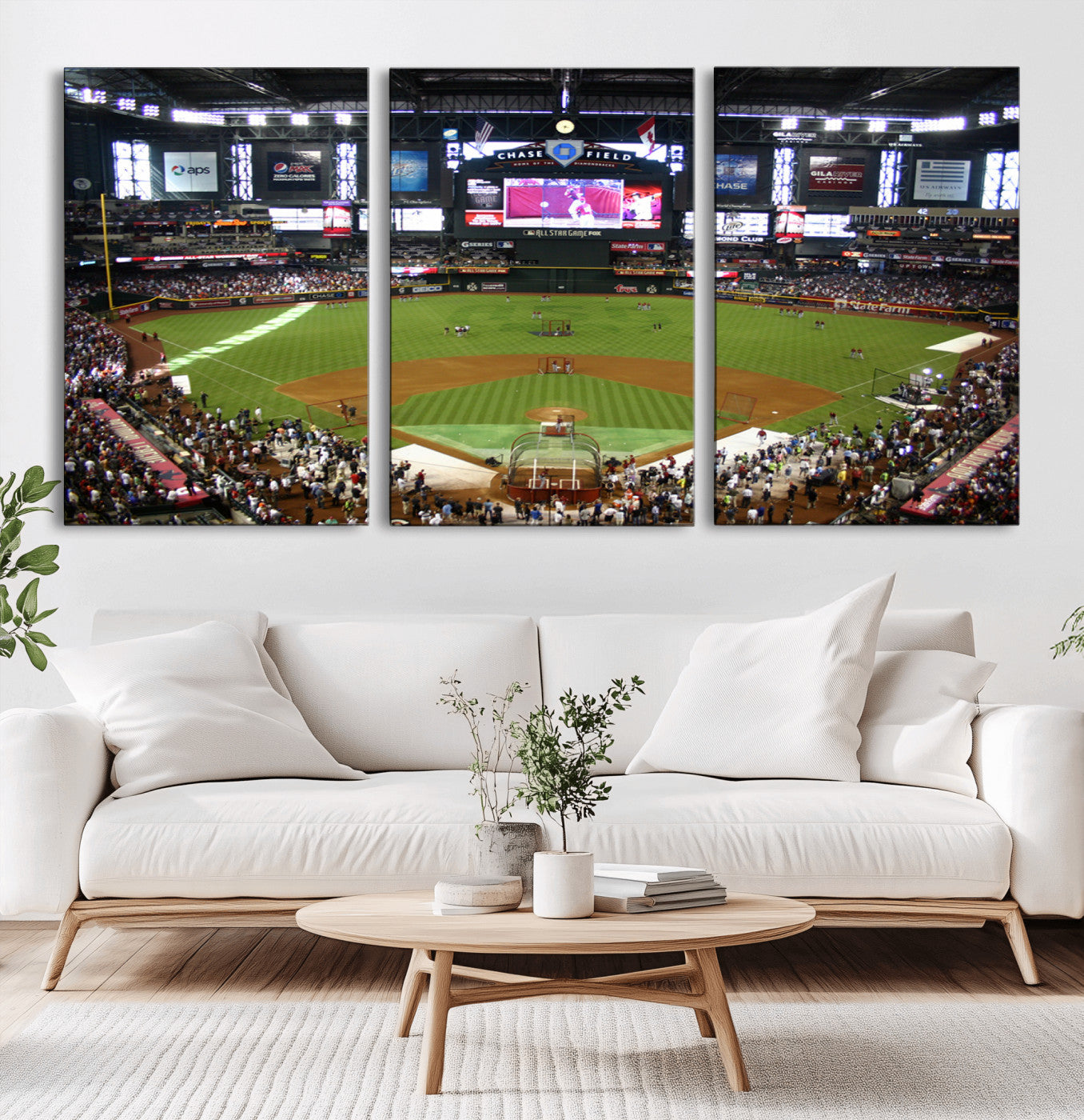 MGV-CV-60X30-3P - Arizona Diamondbacks Baseball Team Print - Phoenix Chase Field Baseball Stadium Wall Art Canvas