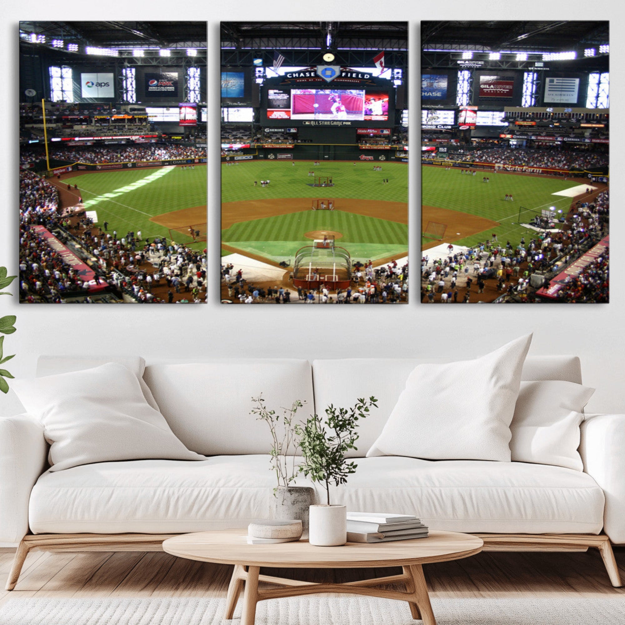 91630-MGV-CV-36X24-Arizona Diamondbacks Baseball Team Print - Phoenix Chase Field Baseball Stadium Wall Art Canvas