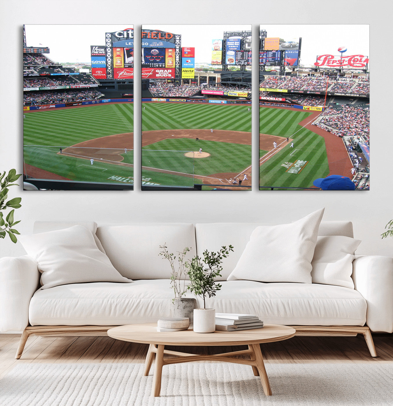 MGV-CV-60X30-3P - New York Mets Baseball Team Print - Citi Field Baseball Stadium Wall Art Canvas Print