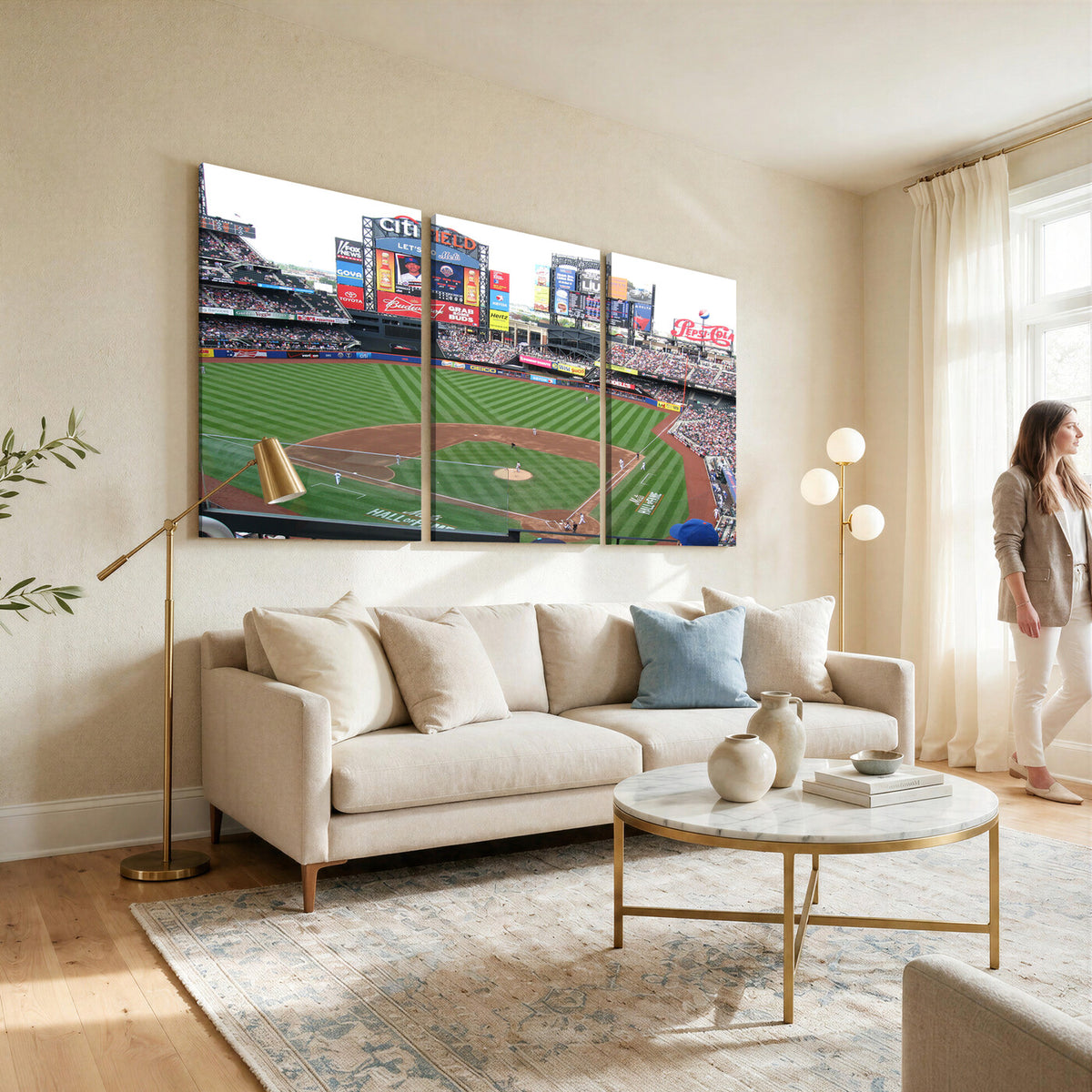 64829-MGV-CV-36X24 - New York Mets Baseball Team Print, Citi Field Baseball Stadium Wall Art