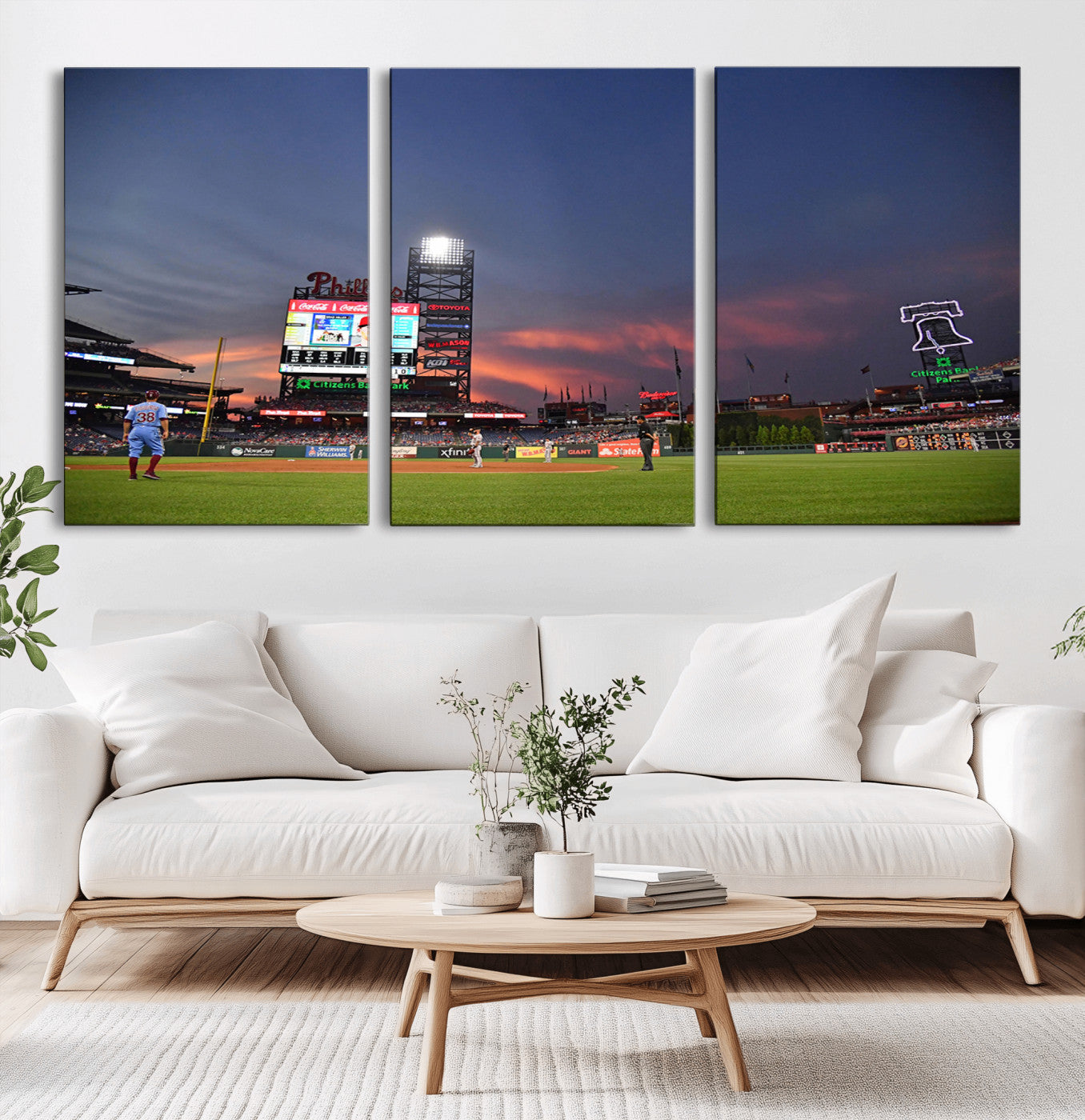 MGV-CV-60X30-3P - Philadelphia Phillies Baseball Print - Philadelphia Citizens Bank Park Stadium Wall Art, Phillies
