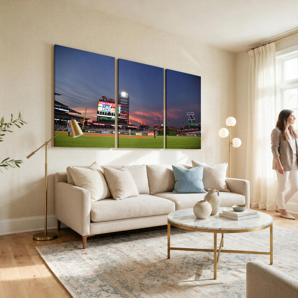22594-MGV-CV-36X24 - Philadelphia Phillies Baseball Print - Philadelphia Citizens Bank Park Stadium Wall Art, Phillies