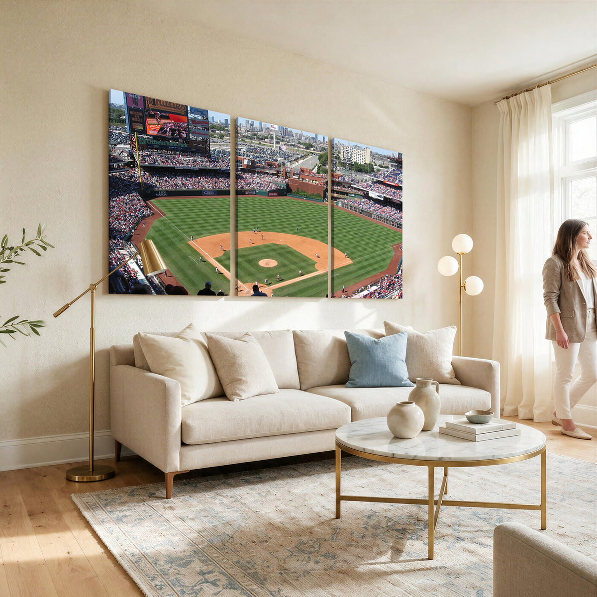 85755-MGV-CV-36X24 - Philadelphia Phillies Baseball Team Print - Philadelphia Citizens Bank Park Stadium Wall Art Canvas