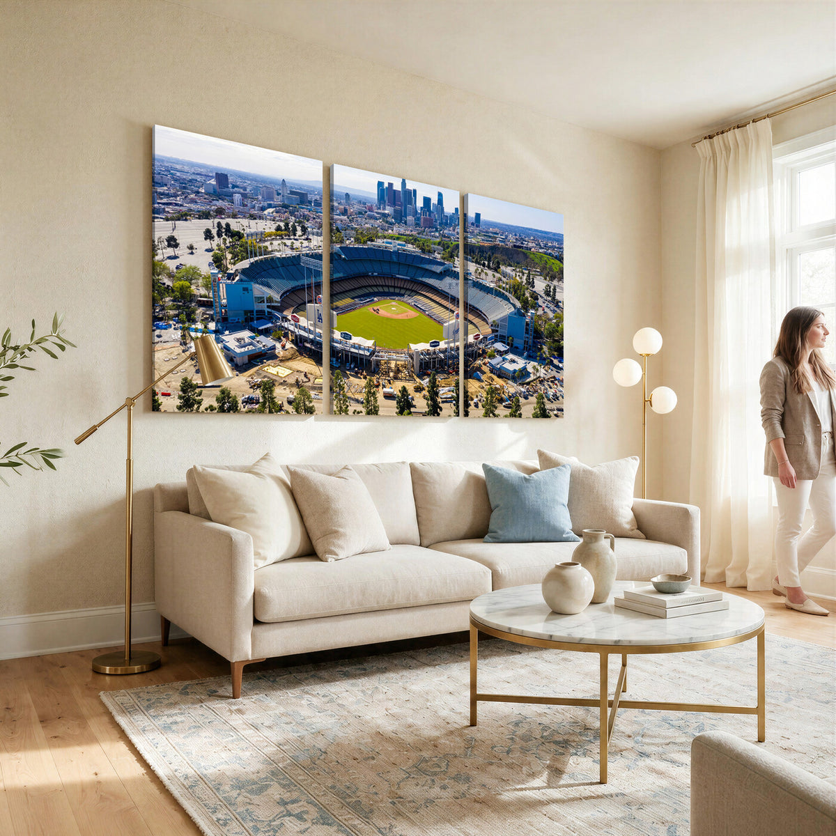 58596-MGV-CV-36X24 - Los Angeles Dodgers Dodger Stadium Wall Art Canvas Print, Extra Large Game Room Wall Decor