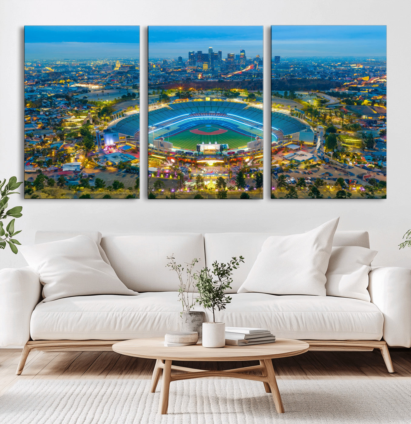 MGV-CV-60X30-3P - Los Angeles Dodgers Wall Art Canvas, Dodger Stadium Wall Art Canvas Print - MLB Baseball Stadium