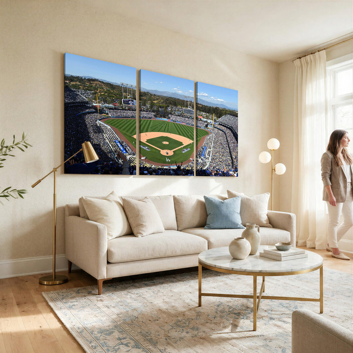 20436-MGV-CV-36X24 - Los Angeles Dodgers Dodger Stadium Wall Art Canvas Print, Framed and Ready to Hang
