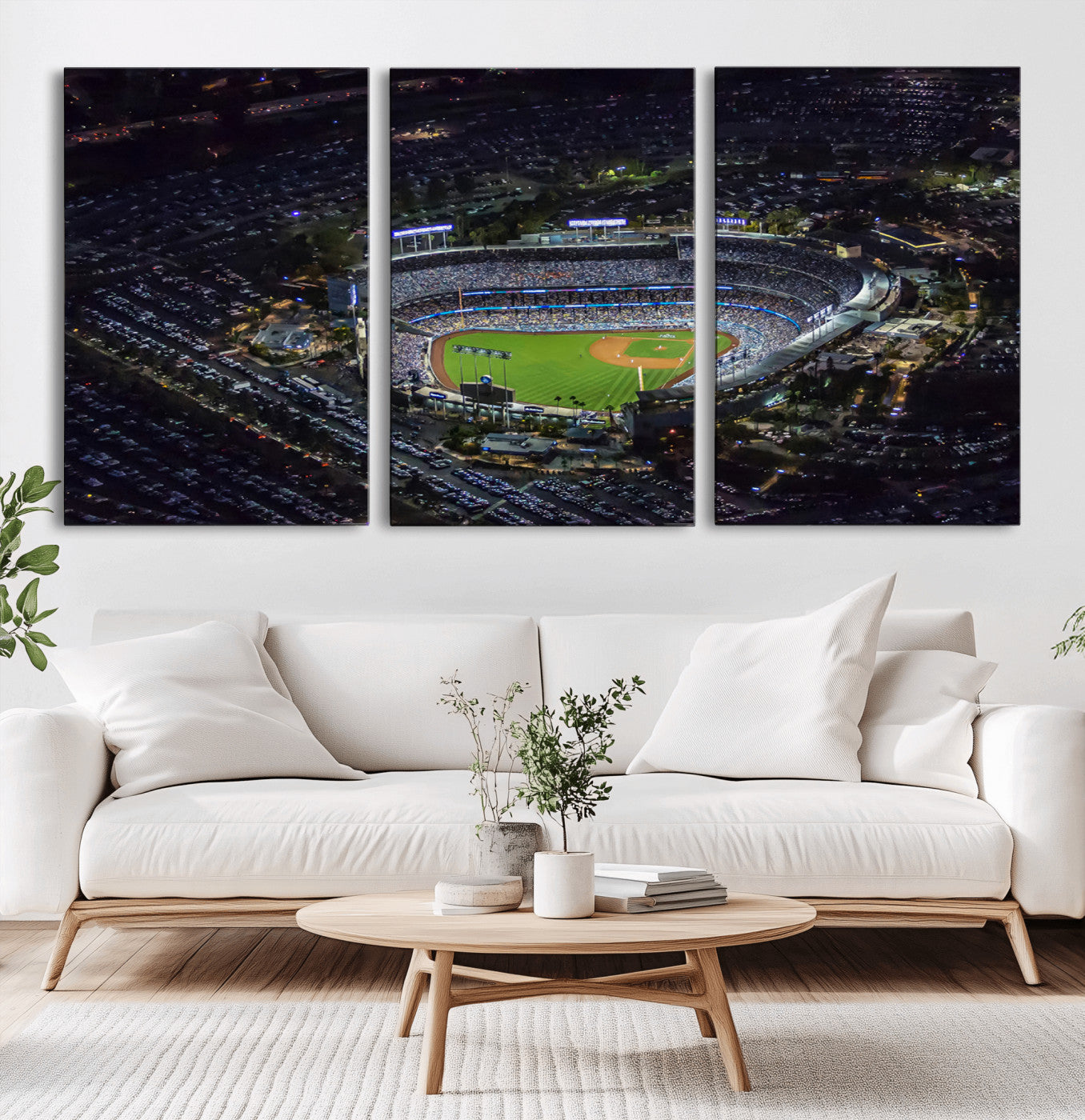 MGV-CV-60X30-3P - Los Angeles Dodgers Dodger Stadium Wall Art Canvas Print - MLB Baseball Stadium