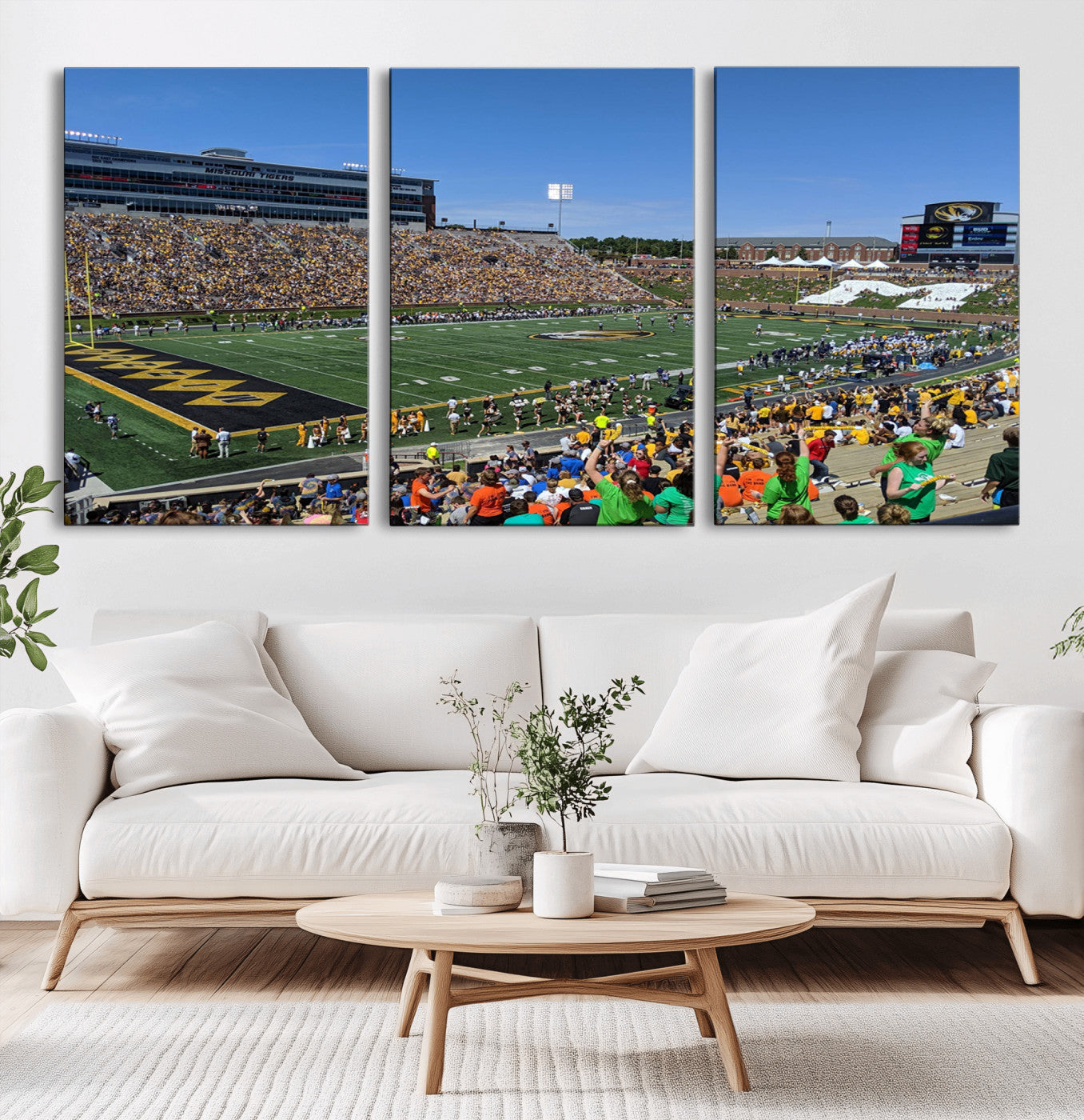 MGV-CV-60X30-3P - University of Missouri Tigers Football Team Print - Columbia Faurot Field Memorial Stadium Wall Art