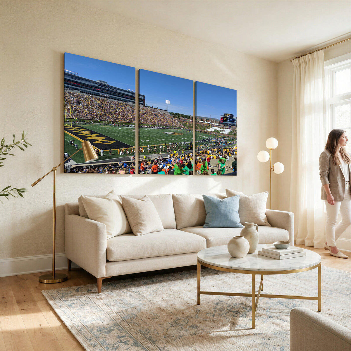 38399-MGV-CV-36X24 - University of Missouri Tigers Football Team Print, Columbia Faurot Field Memorial Stadium Wall Art