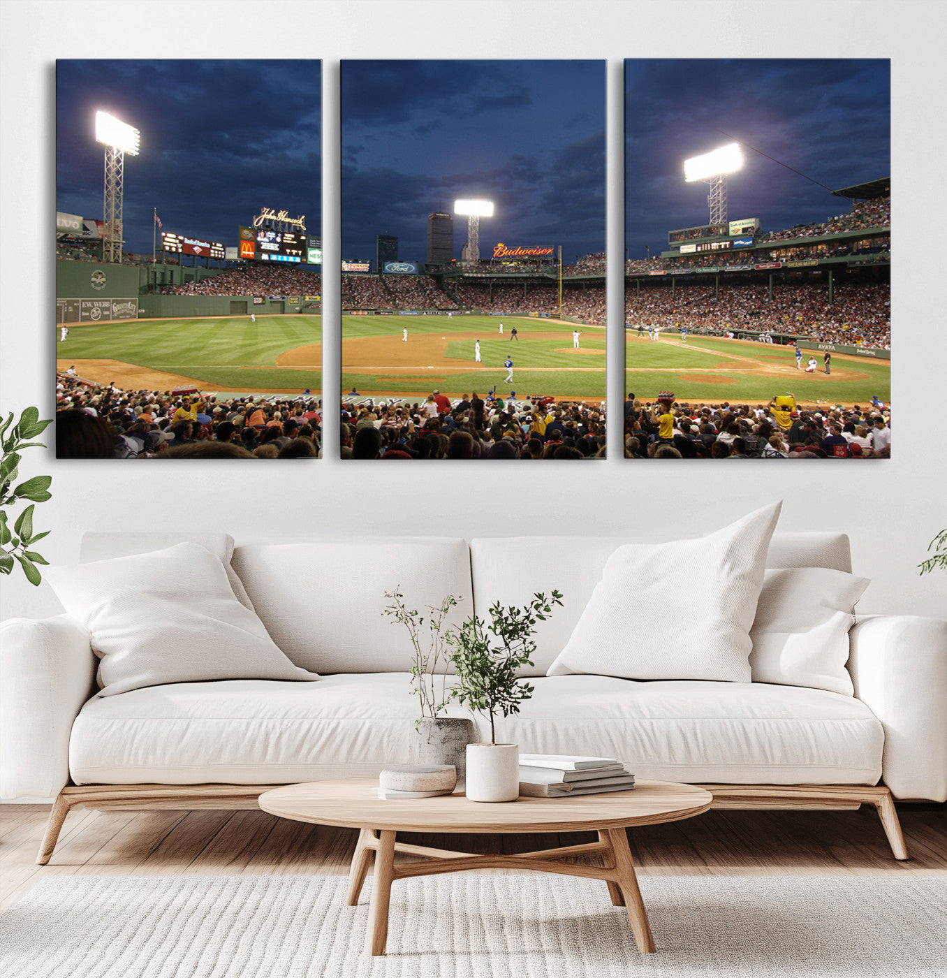 MGV-CV-60X30-3P - Boston Red Sox Baseball Team Print Canvas - Massachusetts Fenway Park Stadium Wall Art Canvas Print