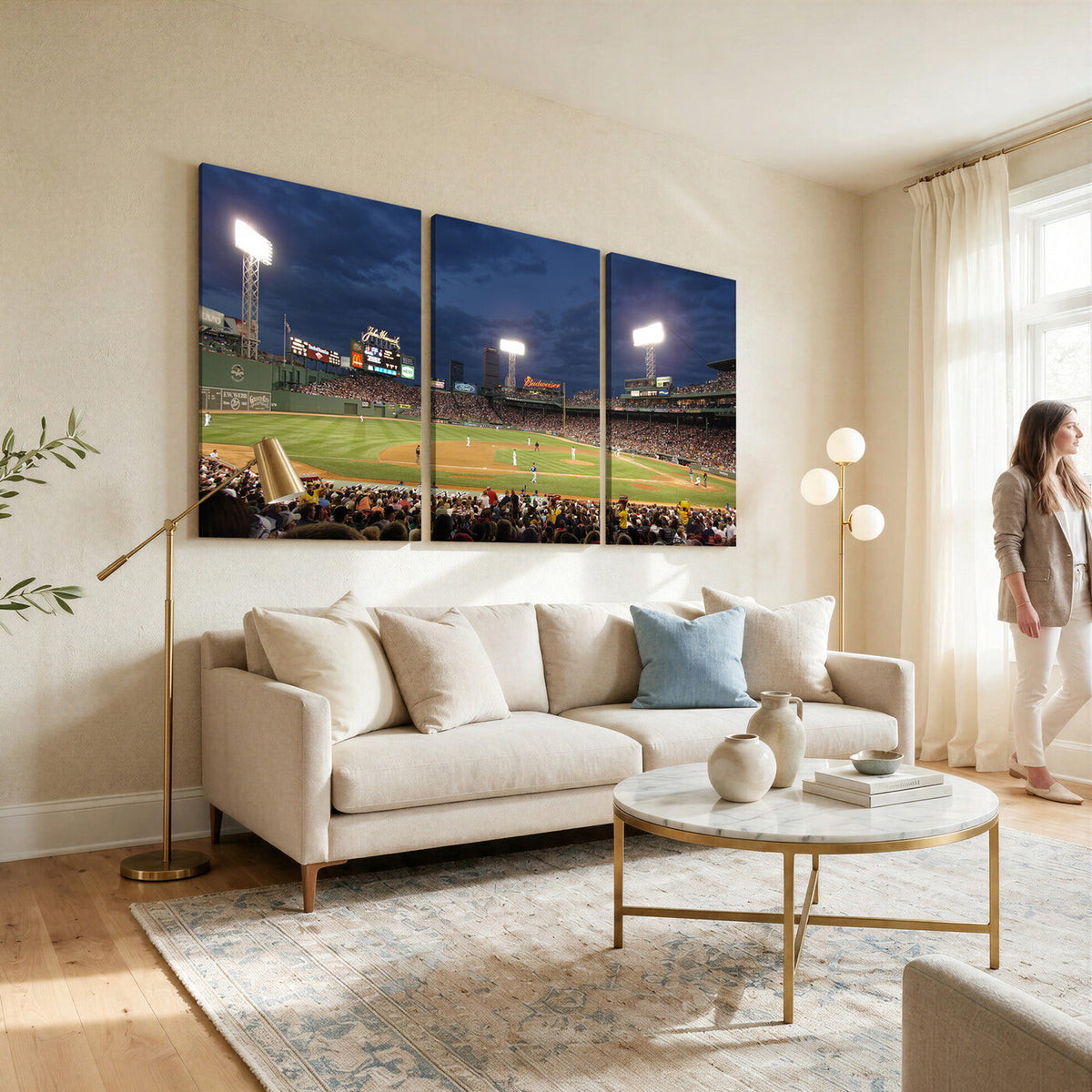 85099-MGV-CV-36X24 - Boston Red Sox Baseball Team Print Canvas, Massachusetts Fenway Park Stadium Wall Art