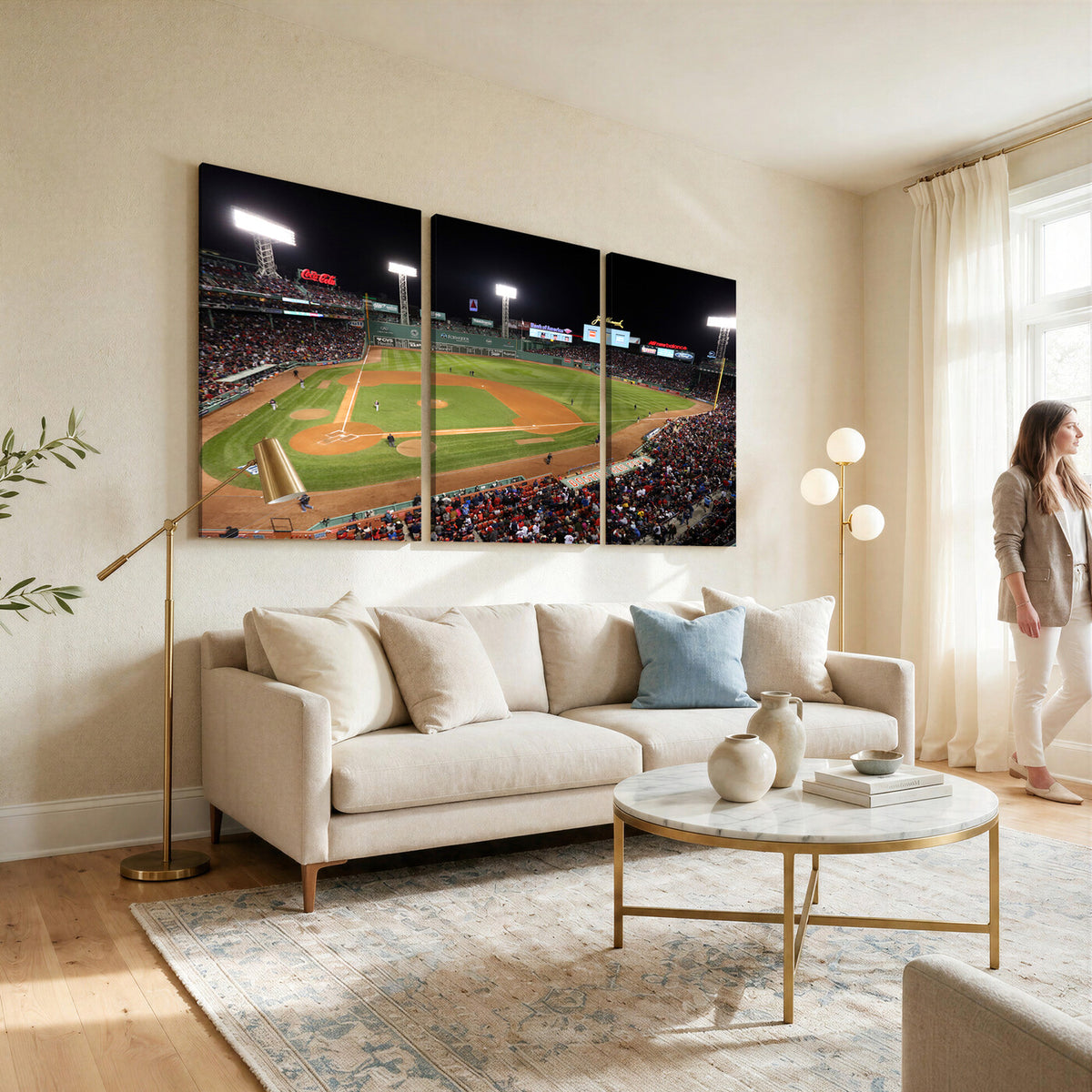 41158-MGV-CV-36X24 - Boston Red Sox Baseball Team Print, Massachusetts Fenway Park Stadium Wall Art